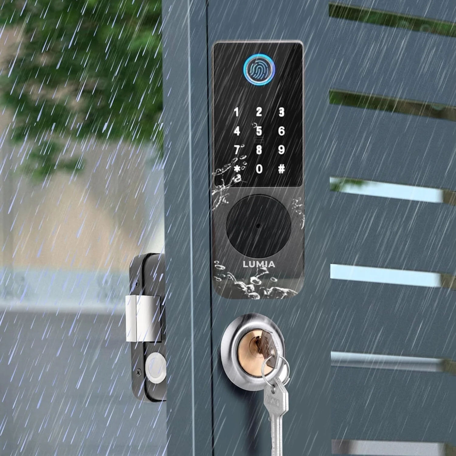 قفل درب الکترونیکی سنگین: یک طرف صفحه کلید، دسترسی با اثر انگشت و کارت، کنترل برنامه، طراحی مقاوم در برابر آب و هوا برای استفاده ایمن در فضای باز، نصب آسان، DIY قفل درب الکترونیکی سنگین: یک طرف صفحه کلید، دسترسی با اثر انگشت و کارت، کنترل برنامه، طراحی مقاوم در برابر آب و هوا برای استفاده ایمن در فضای باز، نصب آسان، DIY