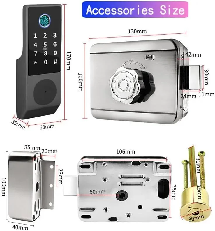 قفل درب الکترونیکی سنگین: یک طرف صفحه کلید، دسترسی با اثر انگشت و کارت، کنترل برنامه، طراحی مقاوم در برابر آب و هوا برای استفاده ایمن در فضای باز، نصب آسان، DIY قفل درب الکترونیکی سنگین: یک طرف صفحه کلید، دسترسی با اثر انگشت و کارت، کنترل برنامه، طراحی مقاوم در برابر آب و هوا برای استفاده ایمن در فضای باز، نصب آسان، DIY