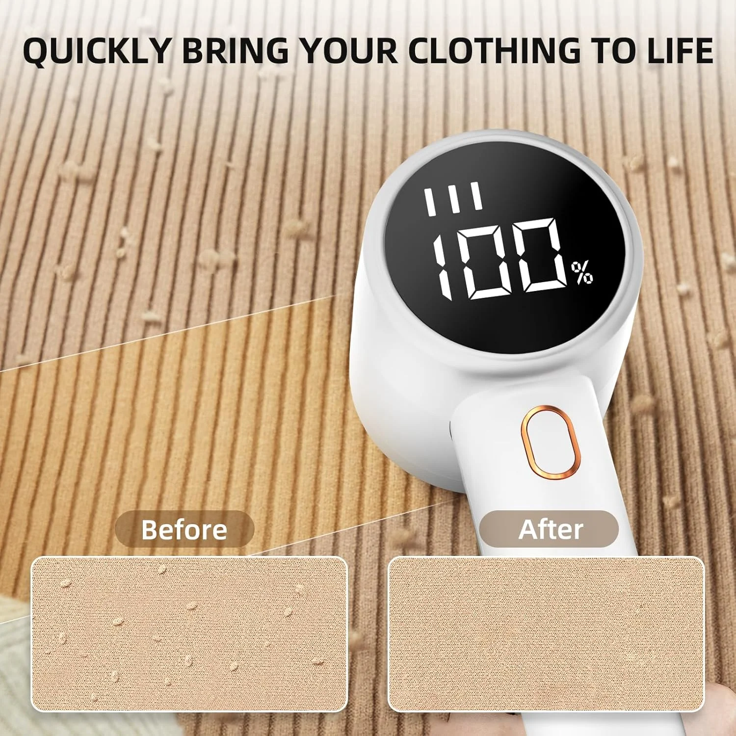 پرزگیر شارژی، ریش تراش برقی قابل حمل برای از بین بردن پرز لباس، مبلمان، ژاکت، مبل، پتو با 3 سرعت، 6 تیغه، صفحه نمایش LED دیجیتال