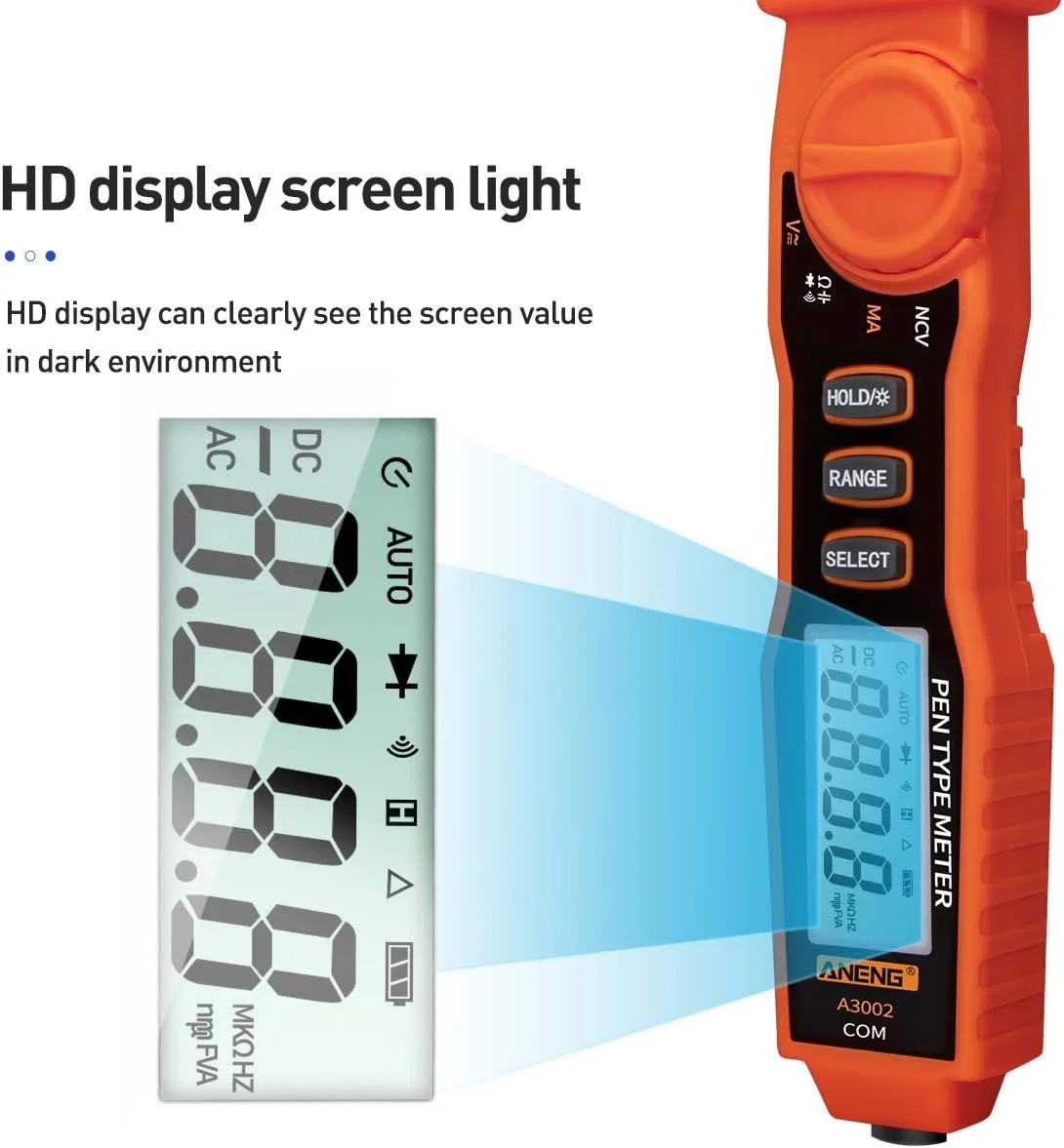 Eacam A3002 Pen Multimeter 4000 Counts Digital Multimeter Pen Non-contact Handheld Tester AC/DC Voltage/Diode/Continuity Testing Tool with Backlight Flashlight Eacam A3002 Pen Multimeter 4000 Counts Digital Multimeter Pen Non-contact Handheld Tester AC/DC Voltage/Diode/Continuity Testing Tool with Backlight Flashlight