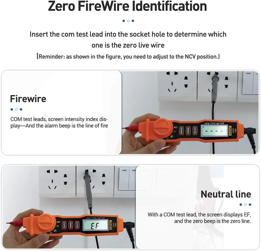 Eacam A3002 Pen Multimeter 4000 Counts Digital Multimeter Pen Non-contact Handheld Tester AC/DC Voltage/Diode/Continuity Testing Tool with Backlight Flashlight Eacam A3002 Pen Multimeter 4000 Counts Digital Multimeter Pen Non-contact Handheld Tester AC/DC Voltage/Diode/Continuity Testing Tool with Backlight Flashlight