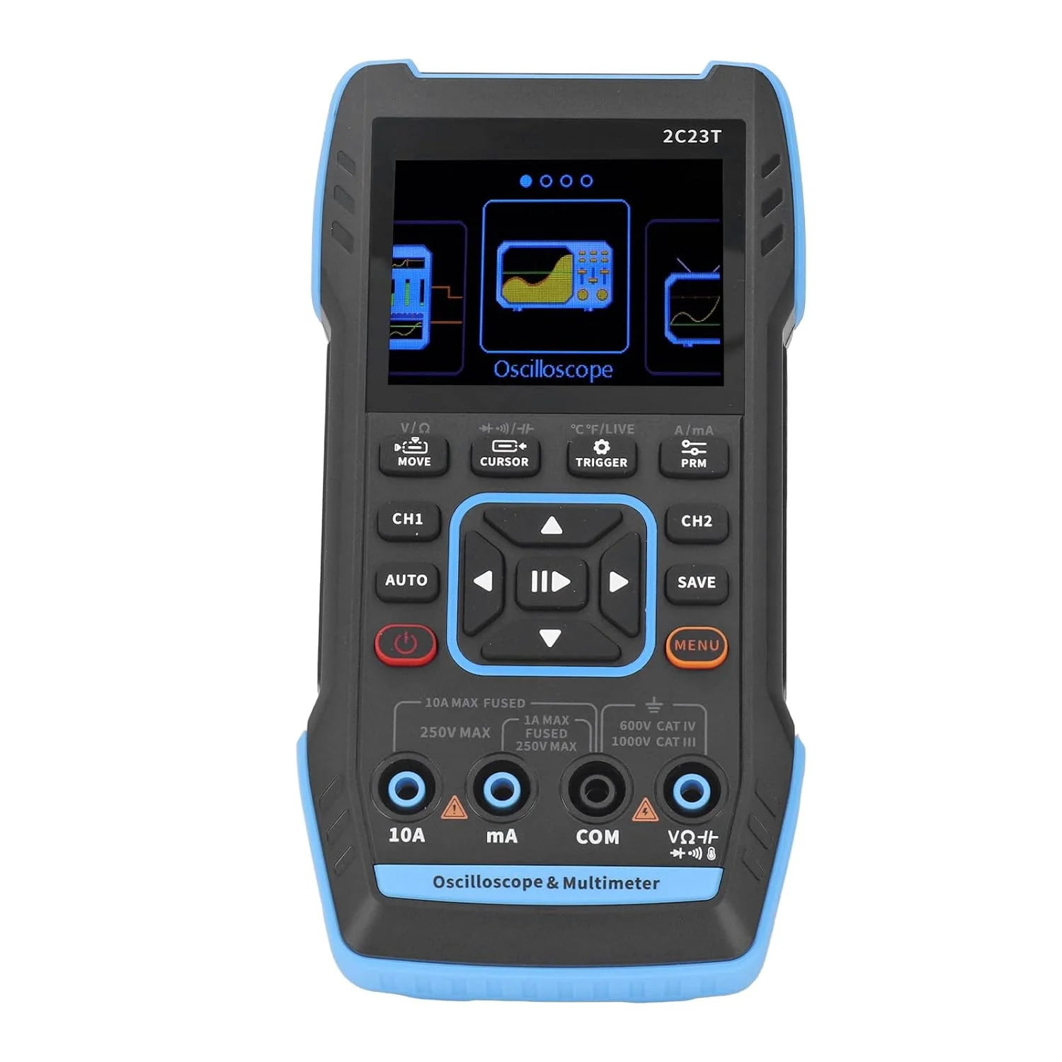 Digital Multimeter, Channel 2.8 Inch HD LCD Display Handheld with 10X Probe, AC/DC Voltage Current Measurement, Generator