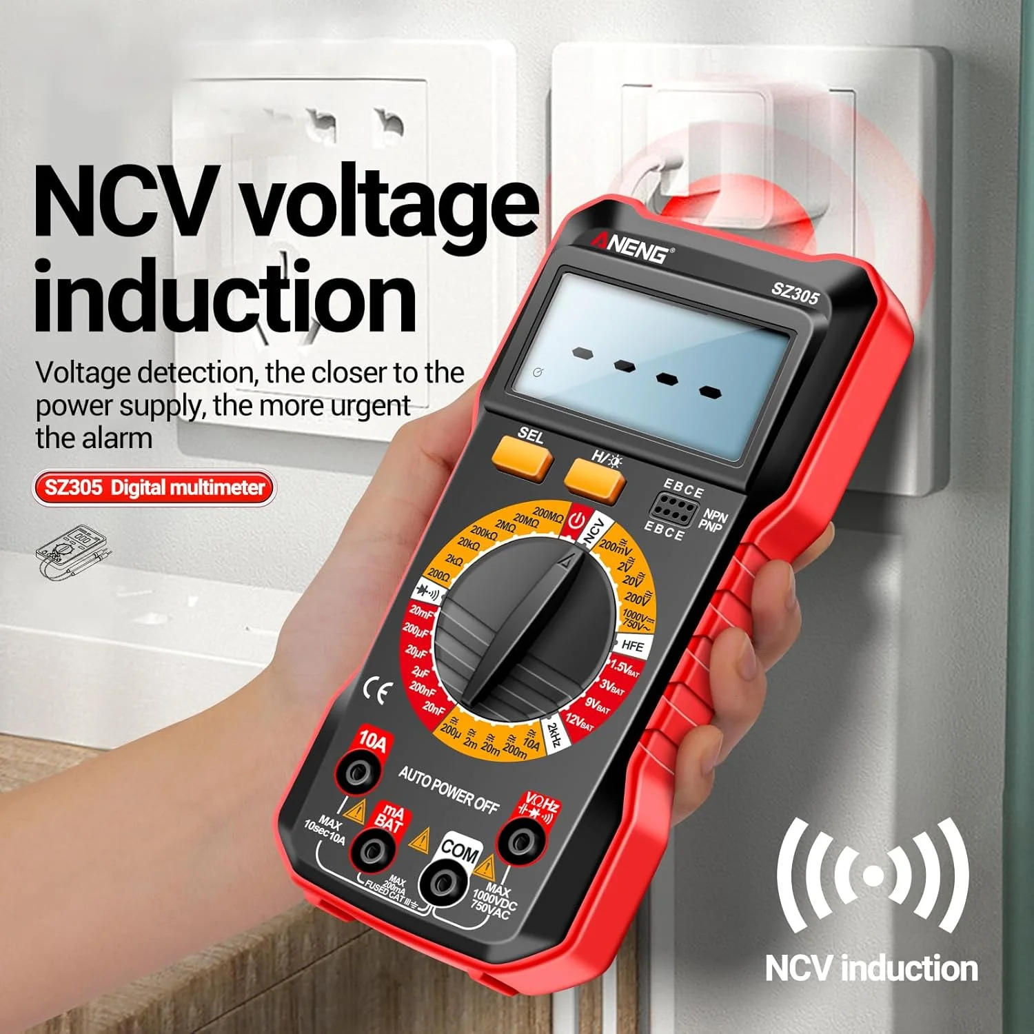 Eacam SZ305 Multimeter Capacitor Testers Professional 1999 Counts Smart Voltmeter Ohm Meter Fast Accurately Measures Voltage Current Resistance Capacitor Frequency Diode hFE Eacam SZ305 Multimeter Capacitor Testers Professional 1999 Counts Smart Voltmeter Ohm Meter Fast Accurately Measures Voltage Current Resistance Capacitor Frequency Diode hFE