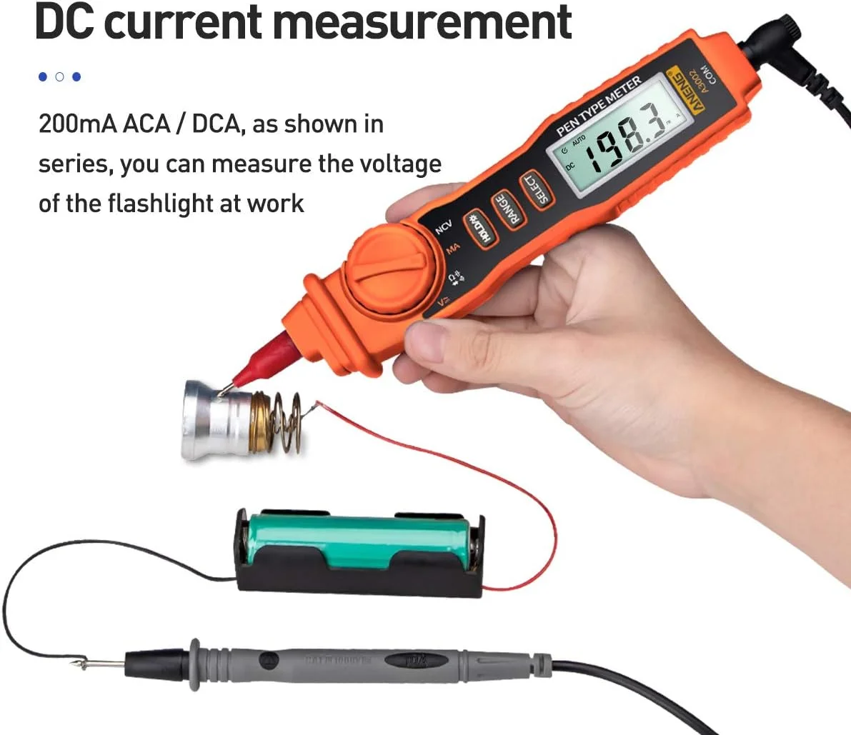 Eacam A3002 Pen Multimeter 4000 Counts Digital Multimeter Pen Non-contact Handheld Tester AC/DC Voltage/Diode/Continuity Testing Tool with Backlight Flashlight Eacam A3002 Pen Multimeter 4000 Counts Digital Multimeter Pen Non-contact Handheld Tester AC/DC Voltage/Diode/Continuity Testing Tool with Backlight Flashlight