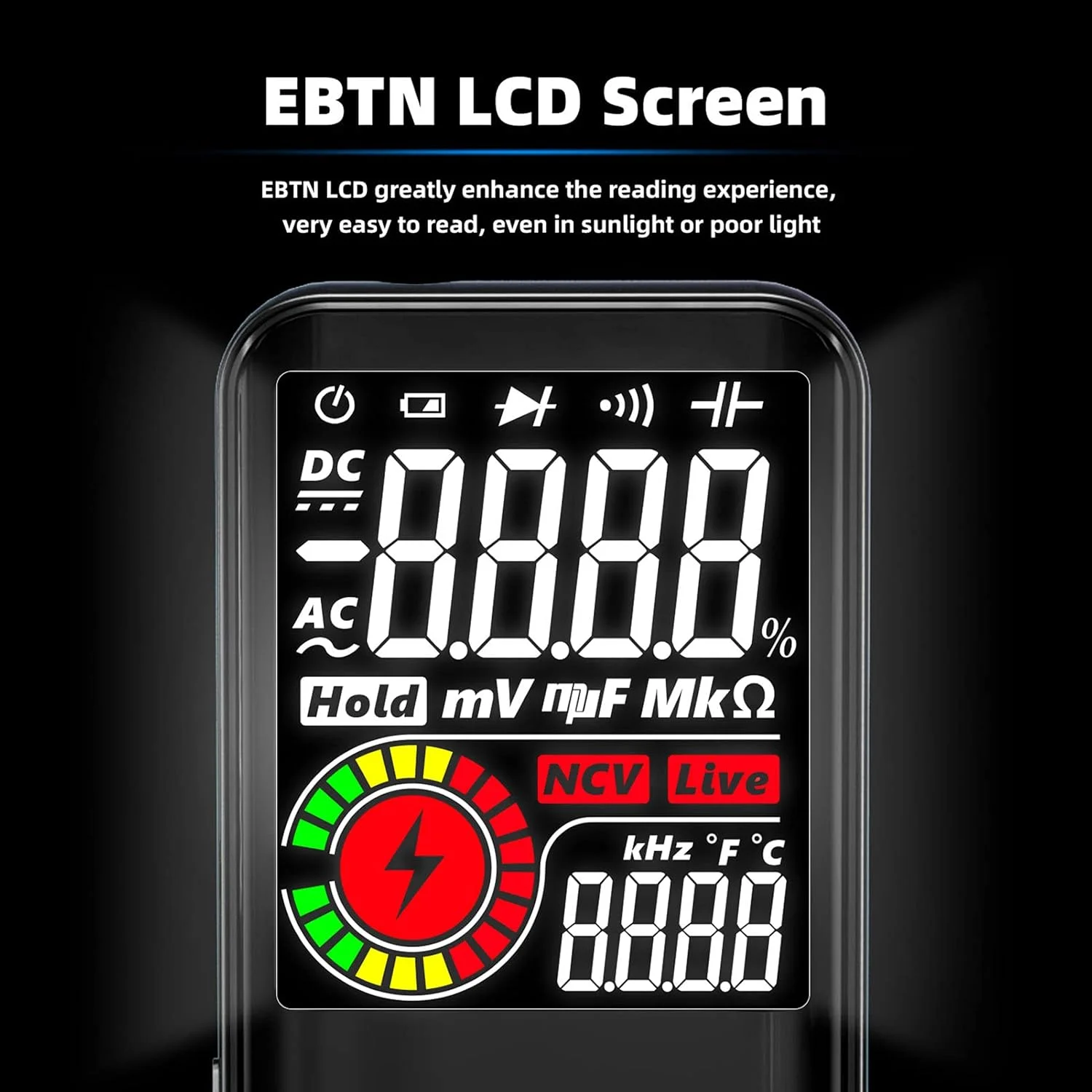 Eacam S11 Intelligent 9999 Counts Multimeter Digital LCD Display Rechargeable Universal Meter AC/DC Voltmeter Ohmmeter Test Resistance Capacitance Frequency Diode Continuity NCV Live Line Eacam S11 Intelligent 9999 Counts Multimeter Digital LCD Display Rechargeable Universal Meter AC/DC Voltmeter Ohmmeter Test Resistance Capacitance Frequency Diode Continuity NCV Live Line