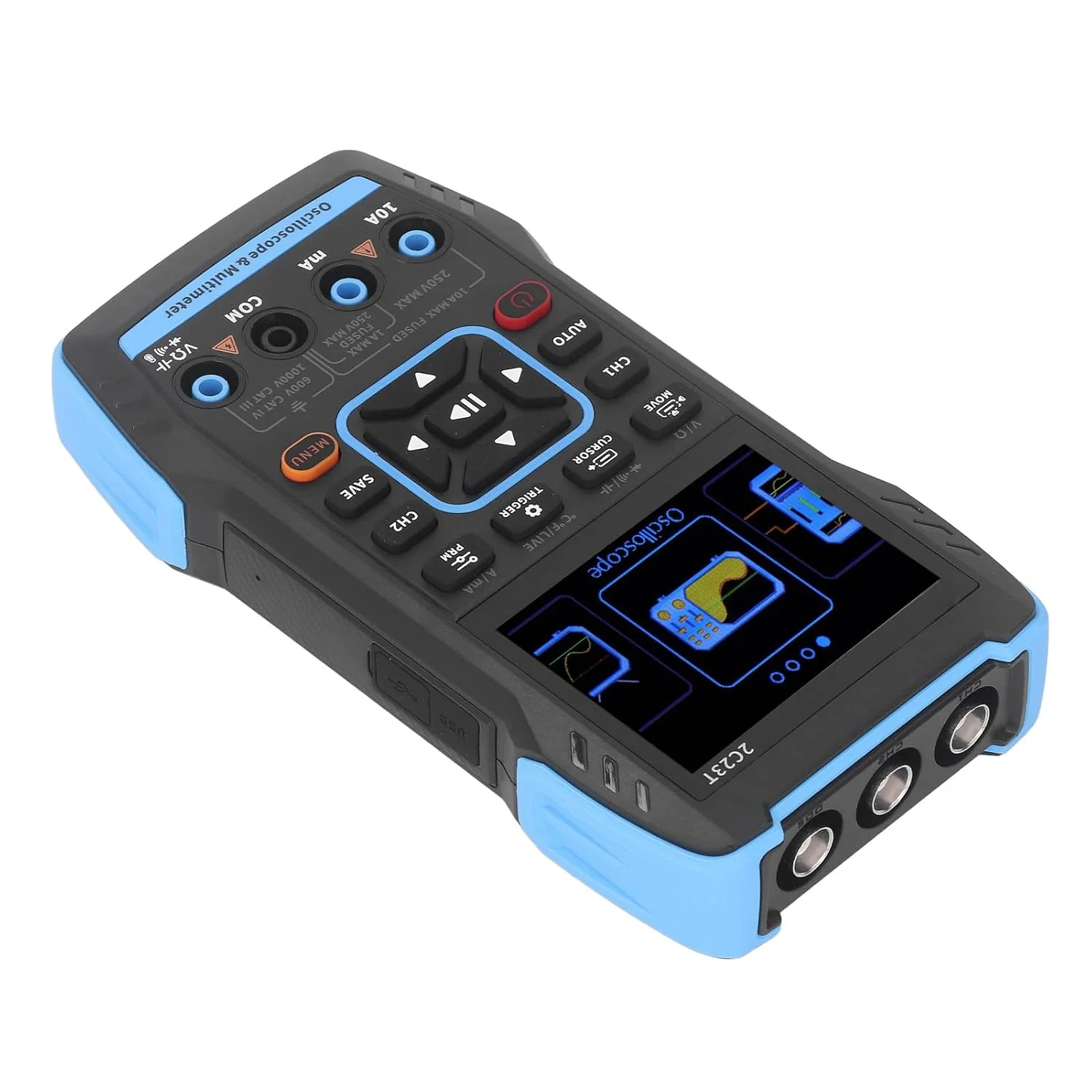 Digital Multimeter, Channel 2.8 Inch HD LCD Display Handheld with 10X Probe, AC/DC Voltage Current Measurement, Generator