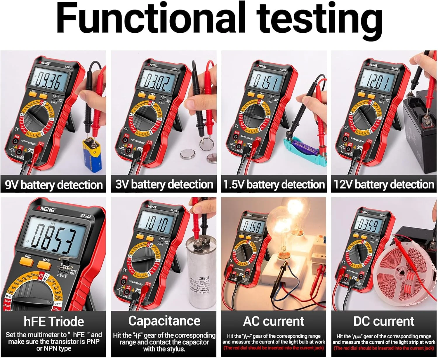 Eacam SZ305 Multimeter Capacitor Testers Professional 1999 Counts Smart Voltmeter Ohm Meter Fast Accurately Measures Voltage Current Resistance Capacitor Frequency Diode hFE Eacam SZ305 Multimeter Capacitor Testers Professional 1999 Counts Smart Voltmeter Ohm Meter Fast Accurately Measures Voltage Current Resistance Capacitor Frequency Diode hFE
