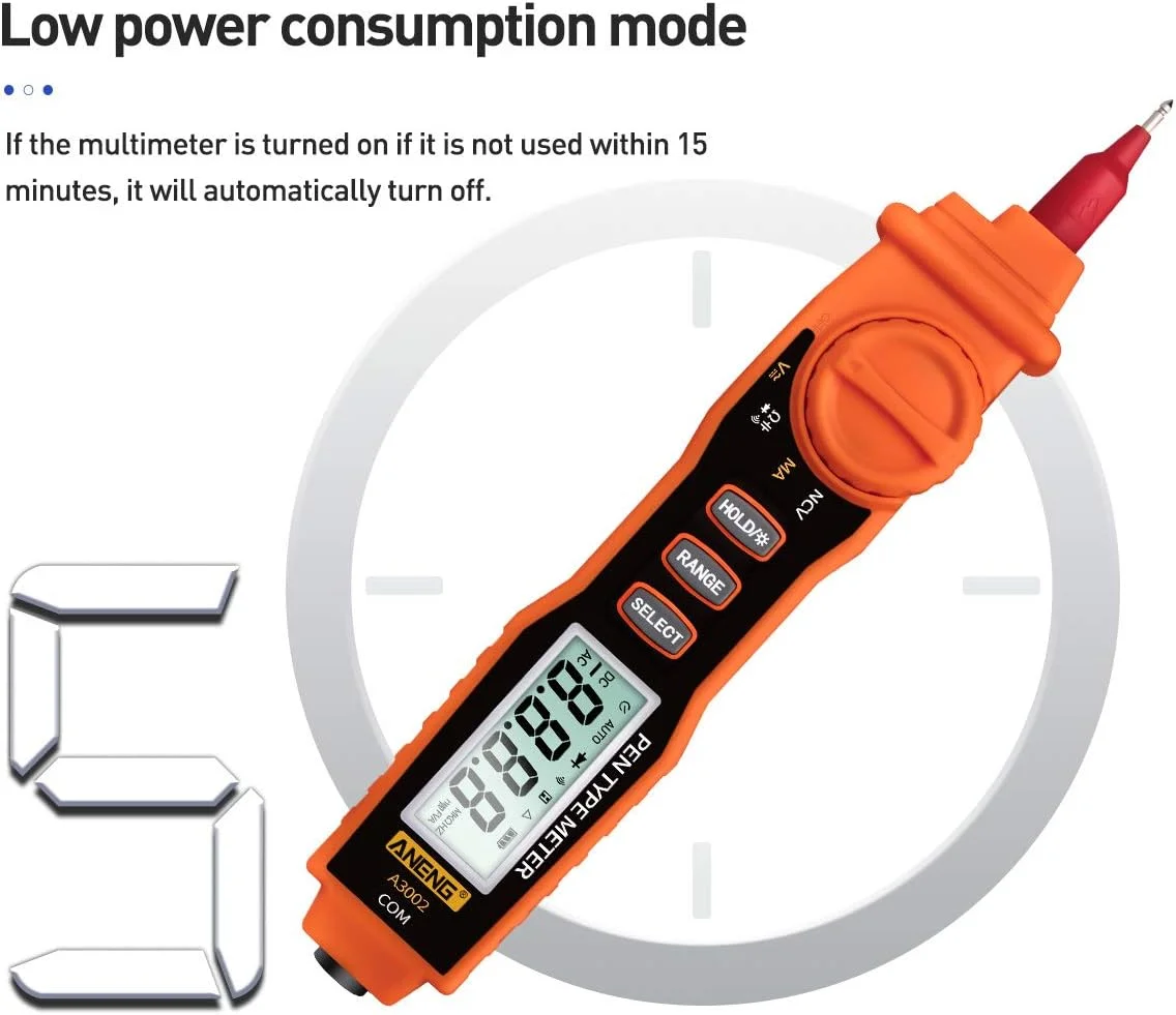 Eacam A3002 Pen Multimeter 4000 Counts Digital Multimeter Pen Non-contact Handheld Tester AC/DC Voltage/Diode/Continuity Testing Tool with Backlight Flashlight Eacam A3002 Pen Multimeter 4000 Counts Digital Multimeter Pen Non-contact Handheld Tester AC/DC Voltage/Diode/Continuity Testing Tool with Backlight Flashlight