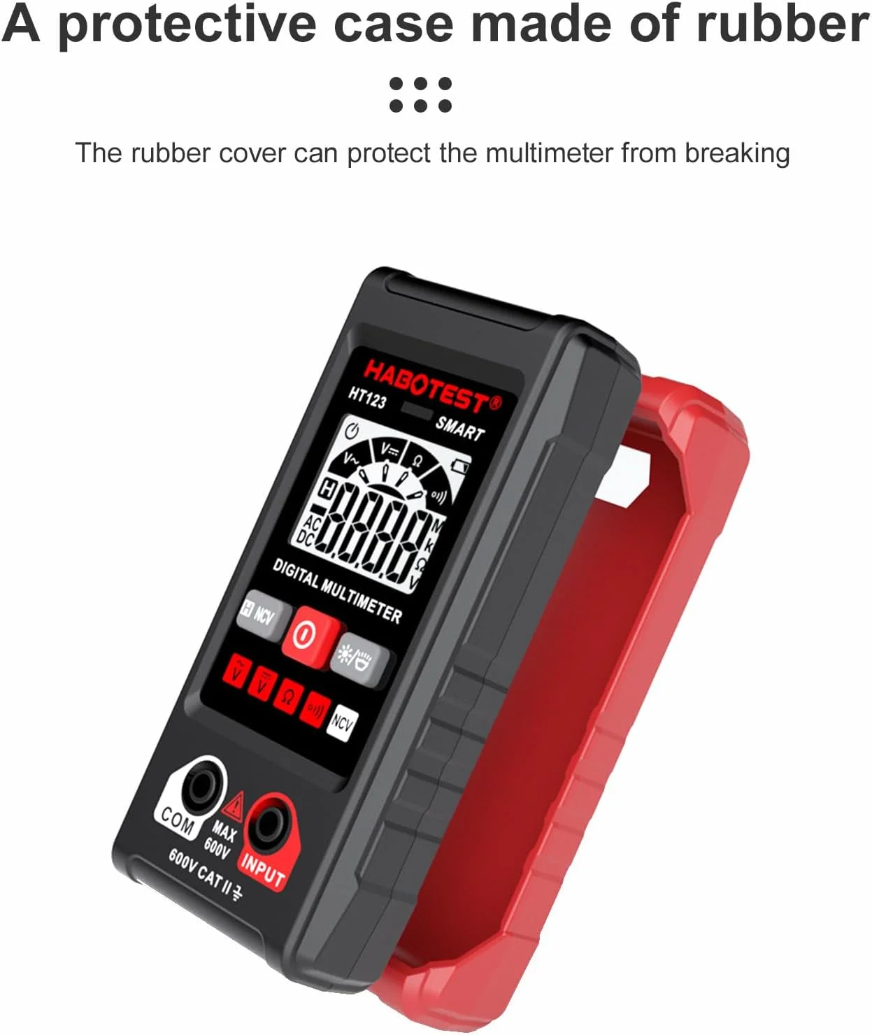 Eacam HT123 Digital Multimeter Auto Range Multi-meter 2,000 Counts True RMS Measuring AC/DC Voltage Resistance NCV Test with LCD Backlight Flashlight Data Hold