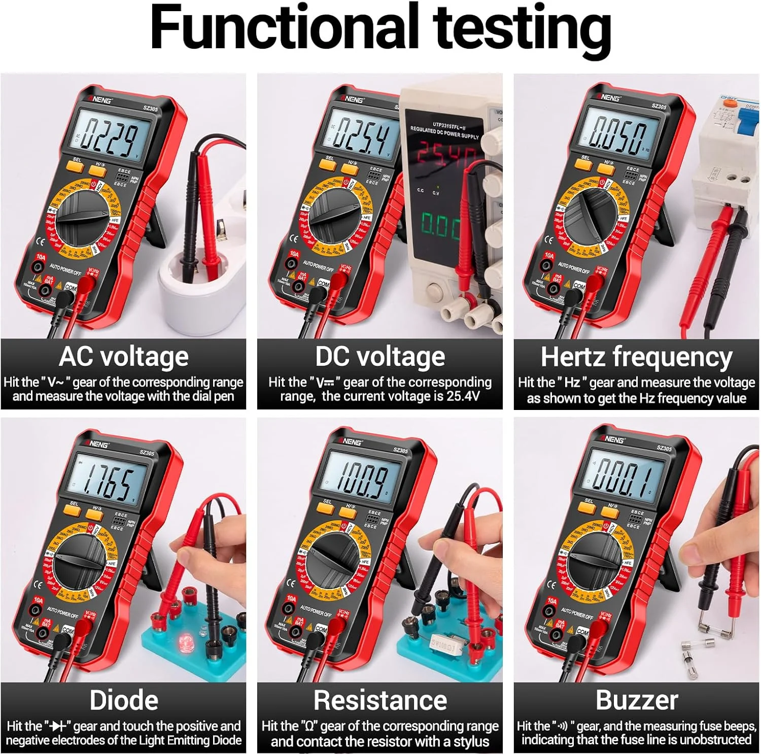 Eacam SZ305 Multimeter Capacitor Testers Professional 1999 Counts Smart Voltmeter Ohm Meter Fast Accurately Measures Voltage Current Resistance Capacitor Frequency Diode hFE Eacam SZ305 Multimeter Capacitor Testers Professional 1999 Counts Smart Voltmeter Ohm Meter Fast Accurately Measures Voltage Current Resistance Capacitor Frequency Diode hFE