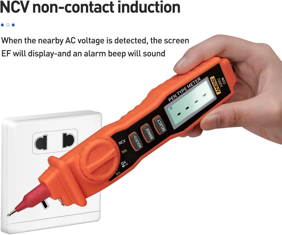 Eacam A3002 Pen Multimeter 4000 Counts Digital Multimeter Pen Non-contact Handheld Tester AC/DC Voltage/Diode/Continuity Testing Tool with Backlight Flashlight Eacam A3002 Pen Multimeter 4000 Counts Digital Multimeter Pen Non-contact Handheld Tester AC/DC Voltage/Diode/Continuity Testing Tool with Backlight Flashlight