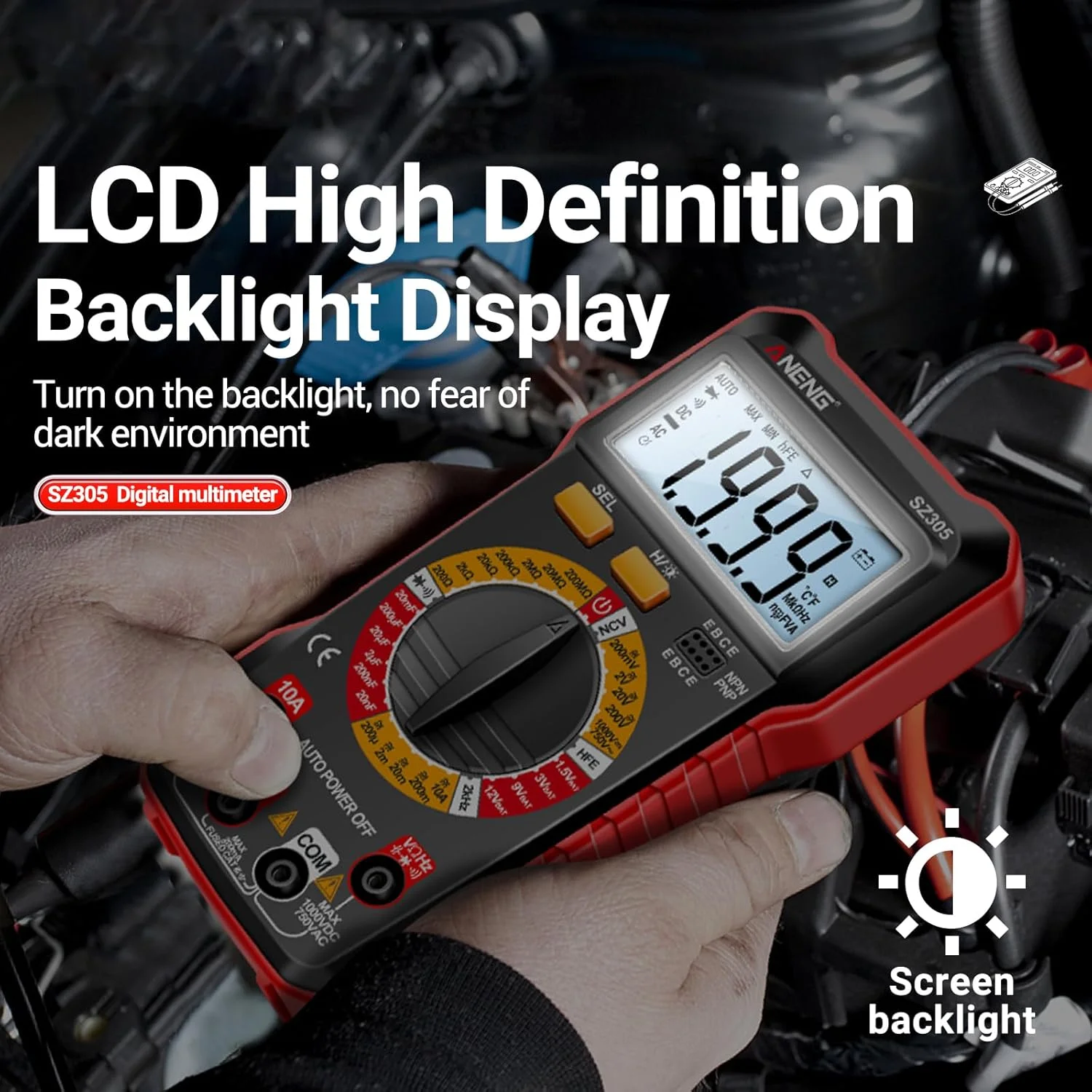 Eacam SZ305 Multimeter Capacitor Testers Professional 1999 Counts Smart Voltmeter Ohm Meter Fast Accurately Measures Voltage Current Resistance Capacitor Frequency Diode hFE Eacam SZ305 Multimeter Capacitor Testers Professional 1999 Counts Smart Voltmeter Ohm Meter Fast Accurately Measures Voltage Current Resistance Capacitor Frequency Diode hFE