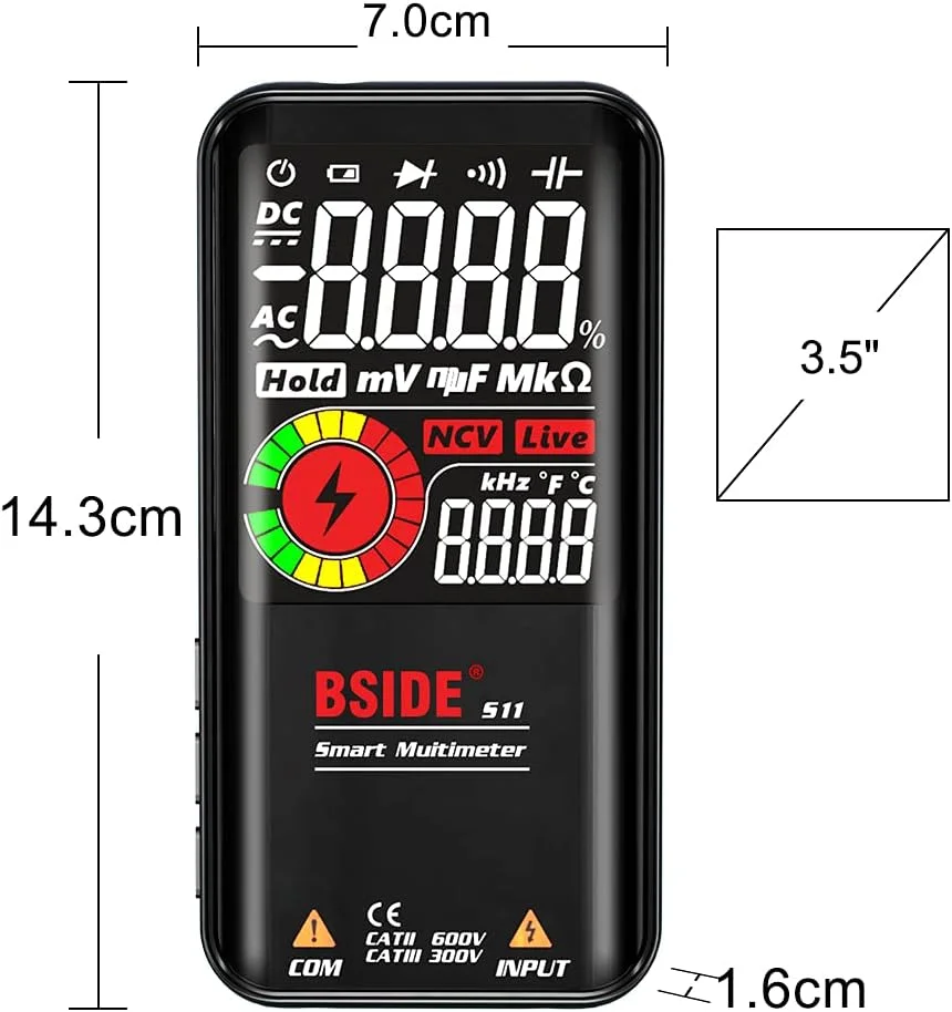 Eacam S11 Intelligent 9999 Counts Multimeter Digital LCD Display Rechargeable Universal Meter AC/DC Voltmeter Ohmmeter Test Resistance Capacitance Frequency Diode Continuity NCV Live Line Eacam S11 Intelligent 9999 Counts Multimeter Digital LCD Display Rechargeable Universal Meter AC/DC Voltmeter Ohmmeter Test Resistance Capacitance Frequency Diode Continuity NCV Live Line
