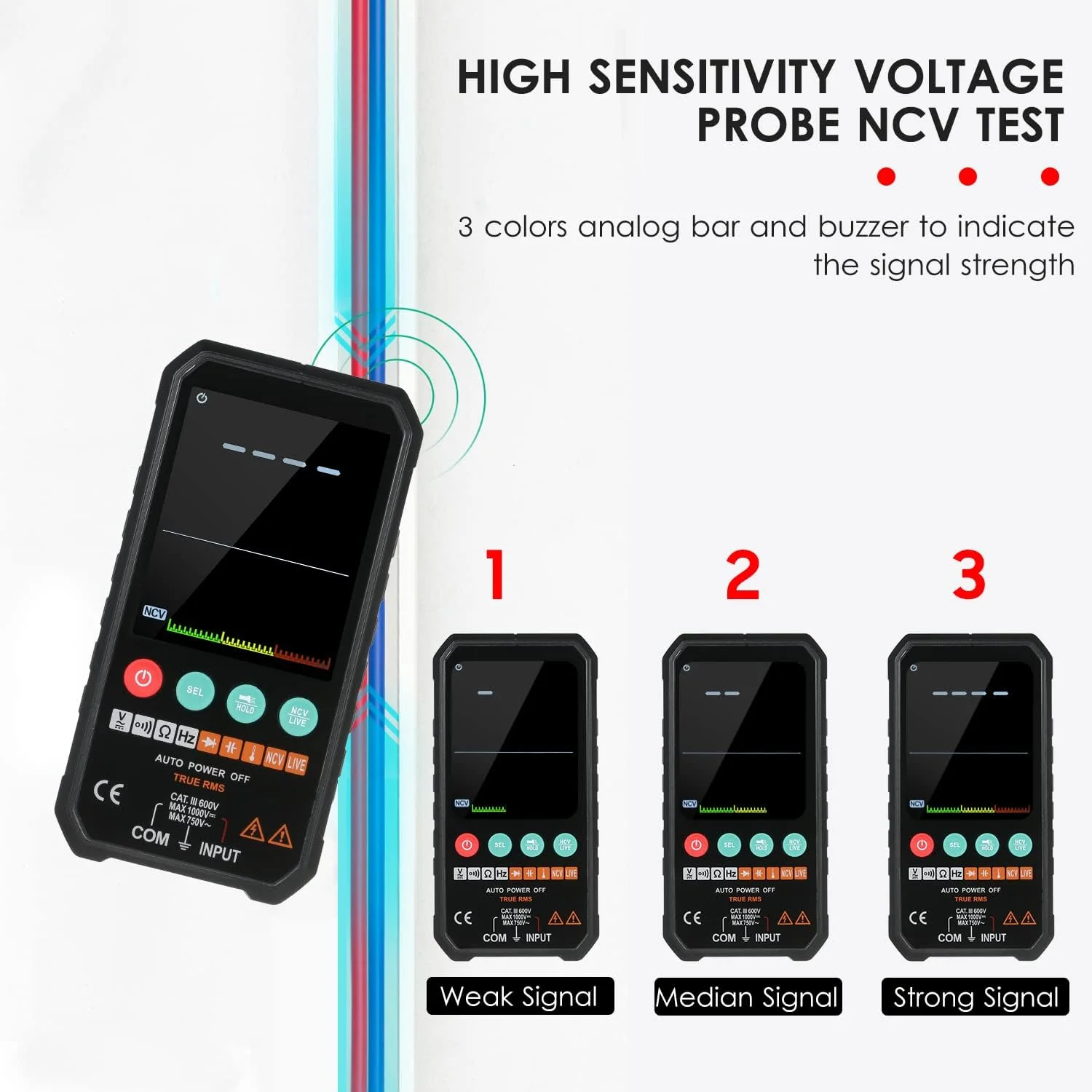 مولتی متر دیجیتال فوق العاده باریک Eacam با صفحه نمایش LCD 3.3 اینچی، 6000 رقم، True RMS، اندازه گیری هوشمند ولتاژ AC/DC، مقاومت، ظرفیت خازنی، فرکانس، پیوستگی، تست دیود و NCV مولتی متر دیجیتال فوق العاده باریک Eacam با صفحه نمایش LCD 3.3 اینچی، 6000 رقم، True RMS، اندازه گیری هوشمند ولتاژ AC/DC، مقاومت، ظرفیت خازنی، فرکانس، پیوستگی، تست دیود و NCV