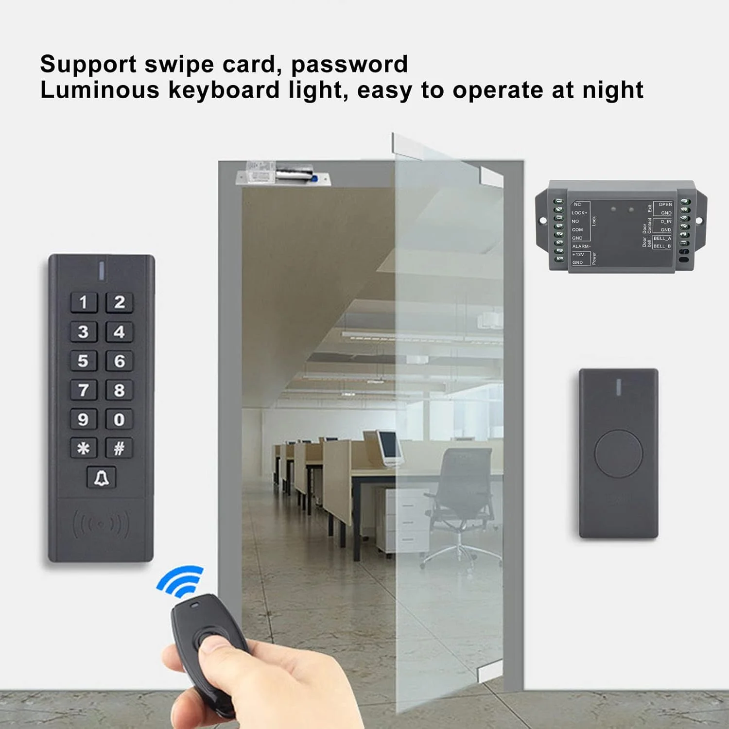 سیستم کنترل دسترسی صفحه کلید Rengu، کیت سیستم کنترل دسترسی درب 3 ولت DC12 ولت صفحه کلید روشن IP66 ضد آب برای مدرسه سیستم کنترل دسترسی صفحه کلید Rengu، کیت سیستم کنترل دسترسی درب 3 ولت DC12 ولت صفحه کلید روشن IP66 ضد آب برای مدرسه