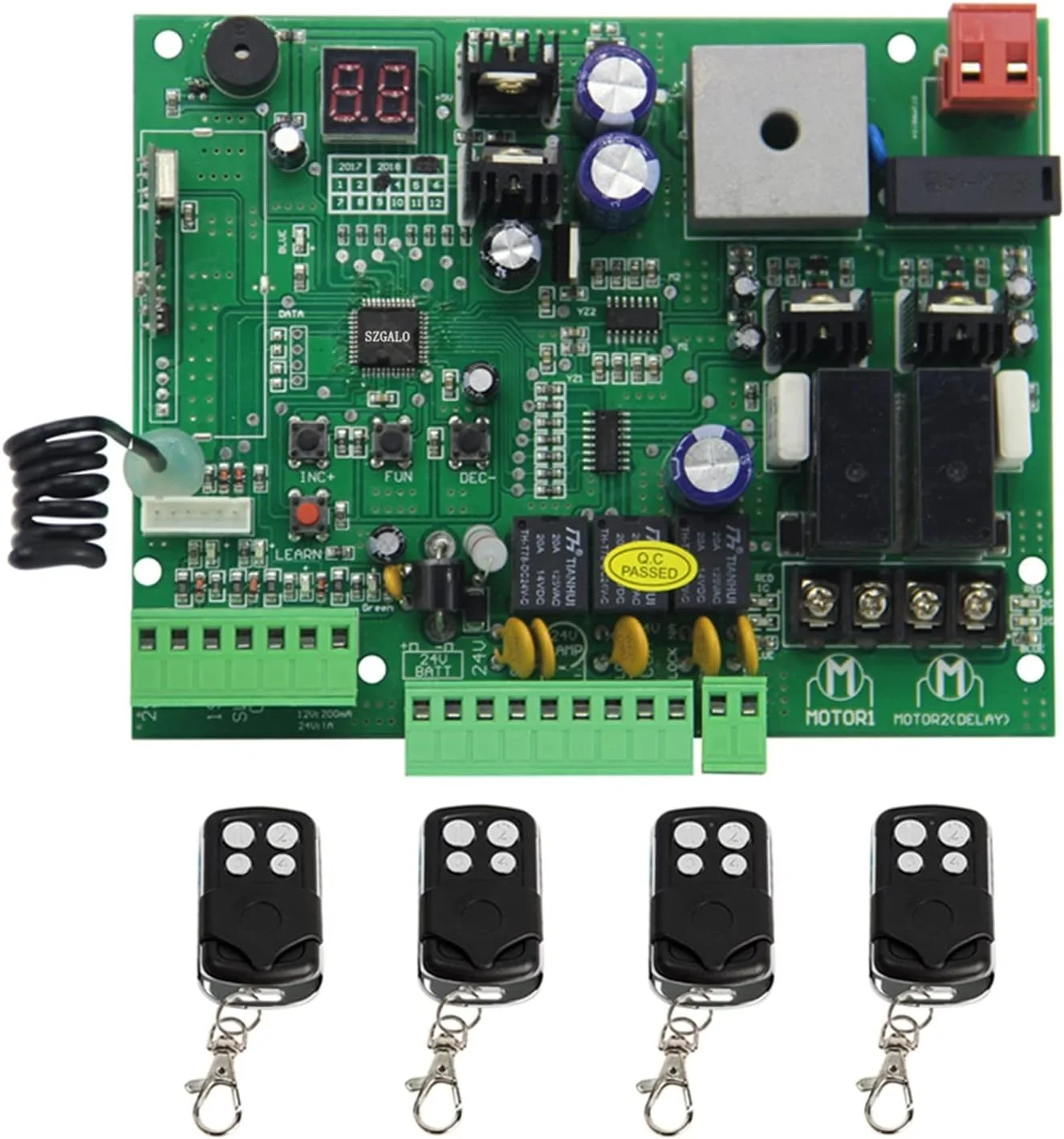 کیت بازکننده درب اتوماتیک PaRfco، برد PCB یونیورسال 12V/24V برای بازکننده درب دولنگه اتوماتیک، پنل برد کنترل، سیستم کنترل هوشمند برای درب ورودی، مناسب برای درب های دولنگه کشویی کیت بازکننده درب اتوماتیک PaRfco، برد PCB یونیورسال 12V/24V برای بازکننده درب دولنگه اتوماتیک، پنل برد کنترل، سیستم کنترل هوشمند برای درب ورودی، مناسب برای درب های دولنگه کشویی