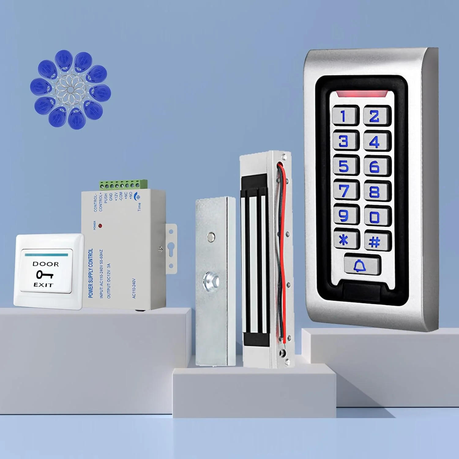 کیت سیستم کنترل دسترسی ReaIOKbii، صفحه کلید کنترلر ضد آب با قفل مغناطیسی برقی 180 کیلوگرمی، دکمه خروج درب برای سیستم ورودی تک درب کیت سیستم کنترل دسترسی ReaIOKbii، صفحه کلید کنترلر ضد آب با قفل مغناطیسی برقی 180 کیلوگرمی، دکمه خروج درب برای سیستم ورودی تک درب