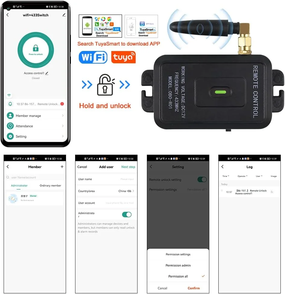 کیت کنترل دسترسی درب ReaIOKbii WiFi Tuya، سیستم امنیتی خانه، بازکننده درب بی سیم، کنترل از راه دور، رهاسازی با NC، ضد خرابی، قفل برقی کیت کنترل دسترسی درب ReaIOKbii WiFi Tuya، سیستم امنیتی خانه، بازکننده درب بی سیم، کنترل از راه دور، رهاسازی با NC، ضد خرابی، قفل برقی