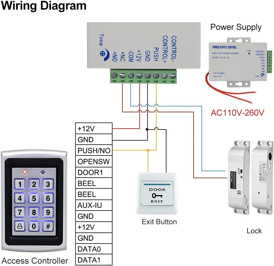 کیت کامل سیستم کنترل دسترسی خانگی ReaIOKbii، صفحه کلید فلزی برای 1000 کاربر + منبع تغذیه 12 ولت 3 آمپر + دکمه خروج درب + قفل برقی کیت کامل سیستم کنترل دسترسی خانگی ReaIOKbii، صفحه کلید فلزی برای 1000 کاربر + منبع تغذیه 12 ولت 3 آمپر + دکمه خروج درب + قفل برقی