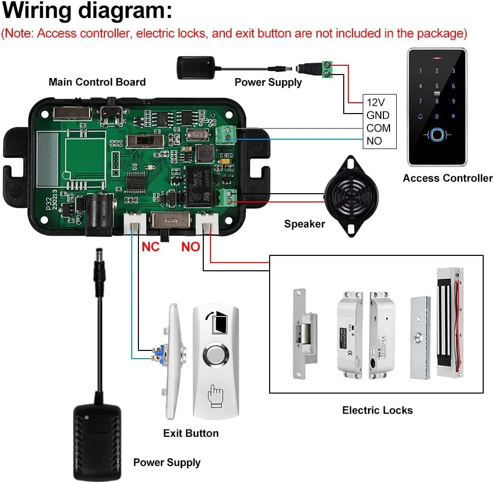 کیت کنترل دسترسی بی سیم 433MHz FUSYTULY، سیستم آلارم، باز کردن قفل با کنترل از راه دور + منبع تغذیه + دکمه خروج از درب (قفل برقی شامل نمی شود) کیت کنترل دسترسی بی سیم 433MHz FUSYTULY، سیستم آلارم، باز کردن قفل با کنترل از راه دور + منبع تغذیه + دکمه خروج از درب (قفل برقی شامل نمی شود)