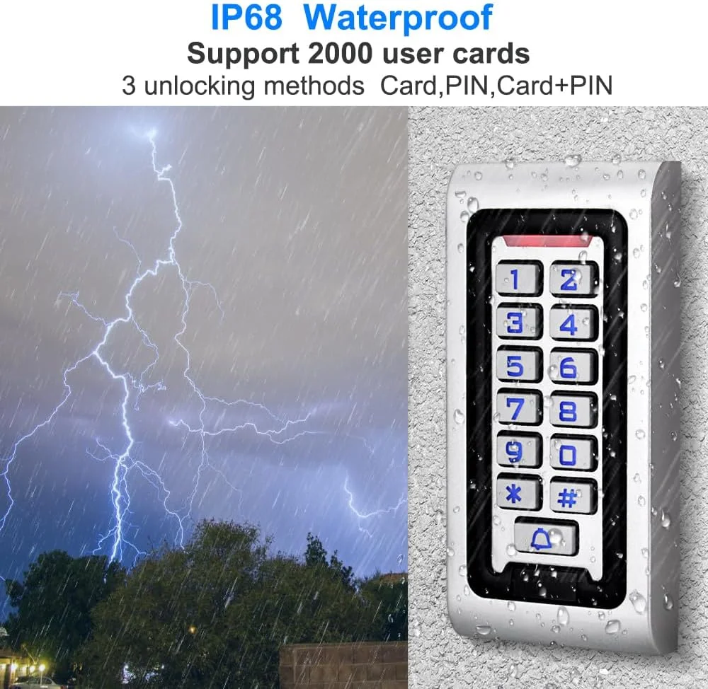 کیت سیستم کنترل دسترسی ReaIOKbii، صفحه کلید کنترلر ضد آب با قفل مغناطیسی برقی 180 کیلوگرمی، دکمه خروج درب برای سیستم ورودی تک درب کیت سیستم کنترل دسترسی ReaIOKbii، صفحه کلید کنترلر ضد آب با قفل مغناطیسی برقی 180 کیلوگرمی، دکمه خروج درب برای سیستم ورودی تک درب