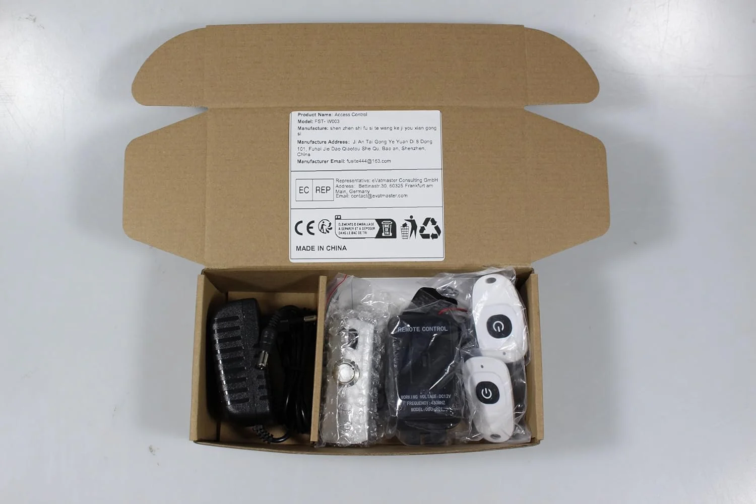 کیت کنترل دسترسی بی سیم 433MHz FUSYTULY، سیستم آلارم، باز کردن قفل با کنترل از راه دور + منبع تغذیه + دکمه خروج از درب (قفل برقی شامل نمی شود) کیت کنترل دسترسی بی سیم 433MHz FUSYTULY، سیستم آلارم، باز کردن قفل با کنترل از راه دور + منبع تغذیه + دکمه خروج از درب (قفل برقی شامل نمی شود)