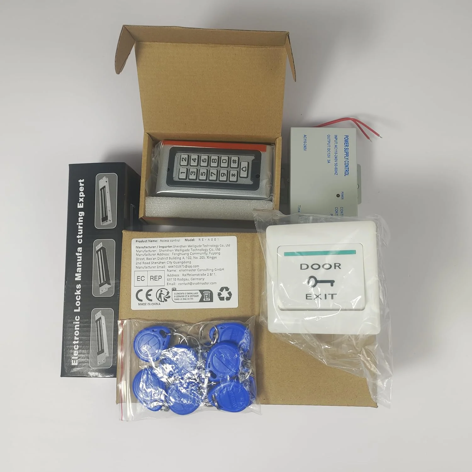 کیت سیستم کنترل دسترسی ReaIOKbii، صفحه کلید کنترلر ضد آب با قفل مغناطیسی برقی 180 کیلوگرمی، دکمه خروج درب برای سیستم ورودی تک درب کیت سیستم کنترل دسترسی ReaIOKbii، صفحه کلید کنترلر ضد آب با قفل مغناطیسی برقی 180 کیلوگرمی، دکمه خروج درب برای سیستم ورودی تک درب