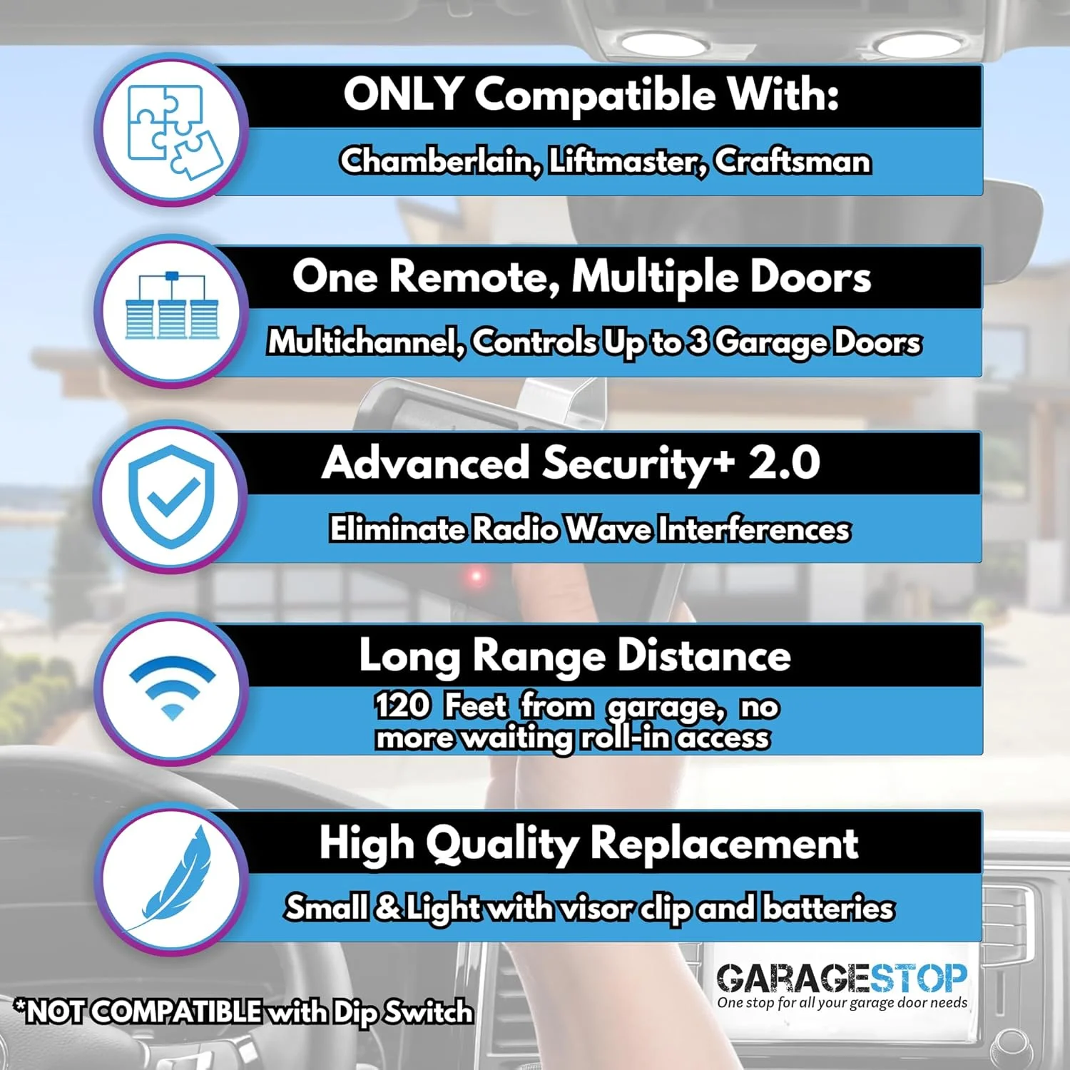 GARAGE STOP 2 برای ریموت درب بازکن گاراژ Chamberlain Liftmaster Craftsman مدل 893LM GARAGE STOP 2 برای ریموت درب بازکن گاراژ Chamberlain Liftmaster Craftsman مدل 893LM