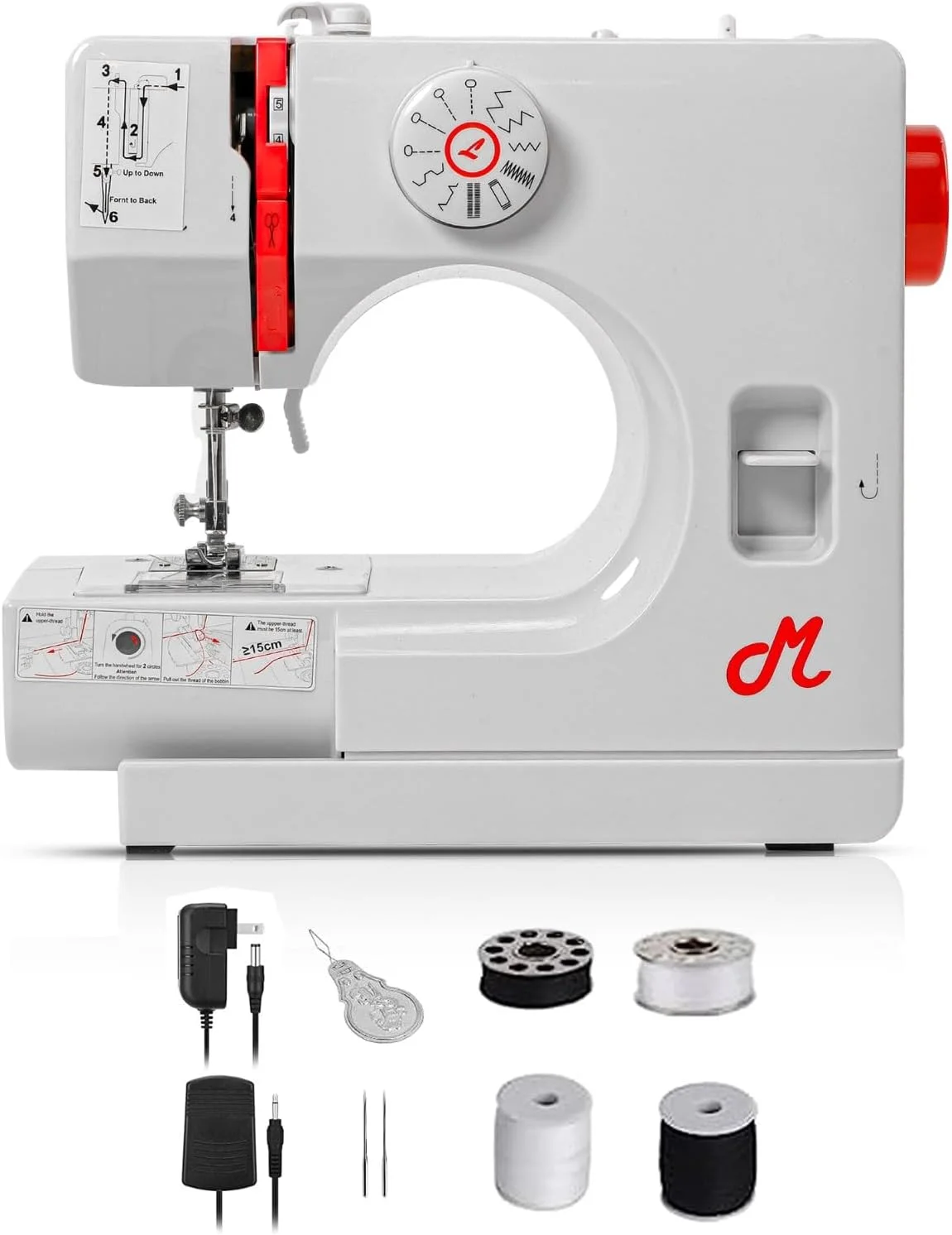 چرخ خیاطی قابل حمل VIRTIONZ MWIRE برای مبتدیان با 12 کاربرد دوخت، سرعت دوگانه، دوخت معکوس، پدال پا و کیت خیاطی - چرخ خیاطی کوچک، چرخ خیاطی مینی برقی با کاربری آسان