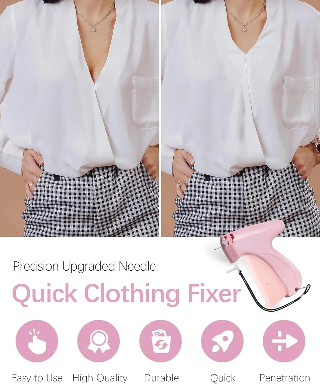 تعمیر کننده سریع لباس Stitchy - ابزار دوخت فوری برای لباس، تفنگ دوخت قابل حمل صورتی با 5 سوزن و 2000 بست، لبه دوزی سریع، برچسب زدن و تعمیر برای جین، پرده، لحاف تعمیر کننده سریع لباس Stitchy - ابزار دوخت فوری برای لباس، تفنگ دوخت قابل حمل صورتی با 5 سوزن و 2000 بست، لبه دوزی سریع، برچسب زدن و تعمیر برای جین، پرده، لحاف