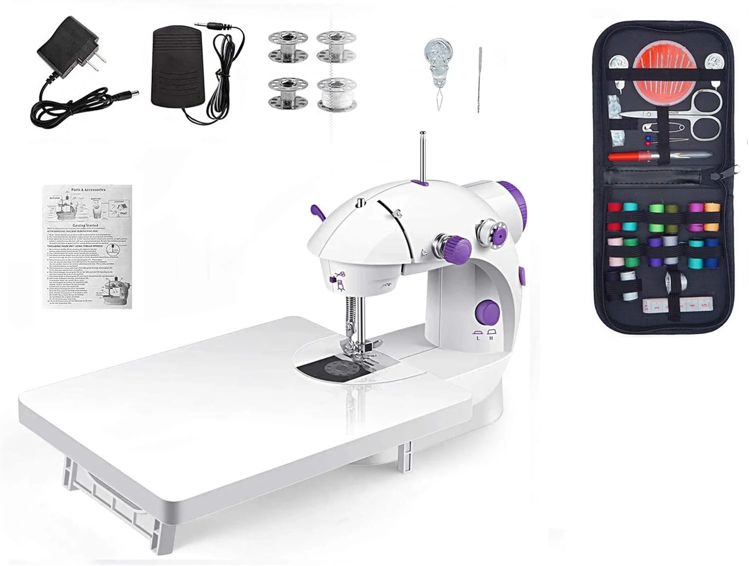 چرخ خیاطی کوچک برای مبتدیان - Maquina de Coser، چرخ خیاطی اتوماتیک آسان با میز توسعه، ابزار خیاطی برقی قابل حمل خانگی با کیت خیاطی، کوچک، برای همه سنین، کودکان یا بزرگسالان چرخ خیاطی کوچک برای مبتدیان - Maquina de Coser، چرخ خیاطی اتوماتیک آسان با میز توسعه، ابزار خیاطی برقی قابل حمل خانگی با کیت خیاطی، کوچک، برای همه سنین، کودکان یا بزرگسالان