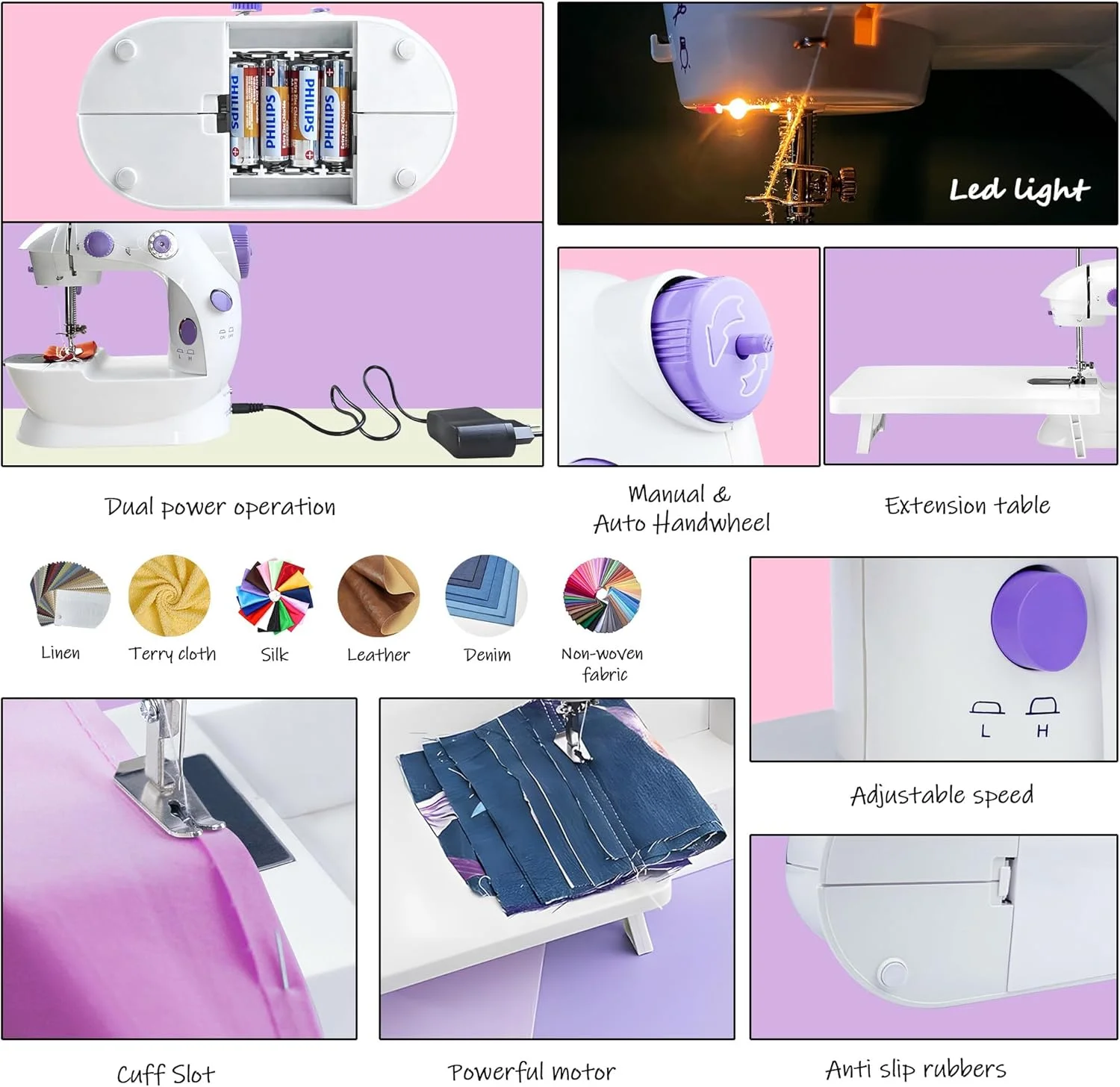 چرخ خیاطی کوچک برای مبتدیان - Maquina de Coser، چرخ خیاطی اتوماتیک آسان با میز توسعه، ابزار خیاطی برقی قابل حمل خانگی با کیت خیاطی، کوچک، برای همه سنین، کودکان یا بزرگسالان چرخ خیاطی کوچک برای مبتدیان - Maquina de Coser، چرخ خیاطی اتوماتیک آسان با میز توسعه، ابزار خیاطی برقی قابل حمل خانگی با کیت خیاطی، کوچک، برای همه سنین، کودکان یا بزرگسالان