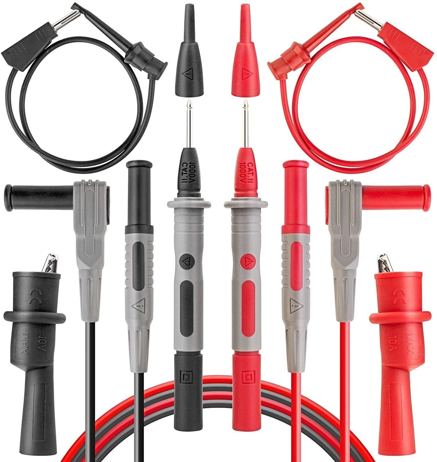 کیت سیم تست مولتی متر AstroAI با گیره های سوسماری، قلاب های مینی تست پیستونی و پراب های تست 1000 ولت 10 آمپر CAT III و CAT IV 600 ولت برای مولتی متر، ولت متر و آمپرمتر کلمپی