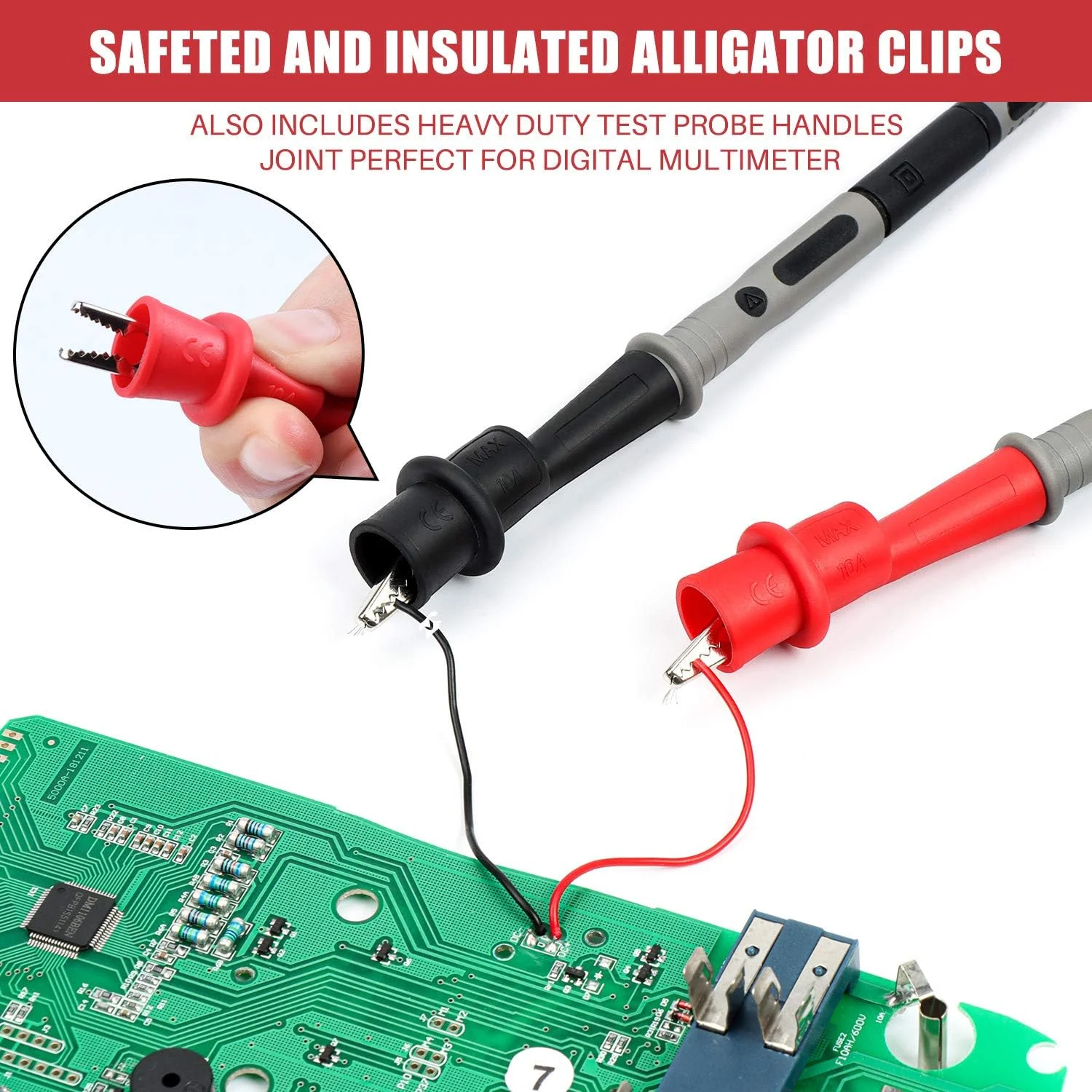 کیت سیم تست مولتی متر AstroAI با گیره های سوسماری، قلاب های مینی تست پیستونی و پراب های تست 1000 ولت 10 آمپر CAT III و CAT IV 600 ولت برای مولتی متر، ولت متر و آمپرمتر کلمپی