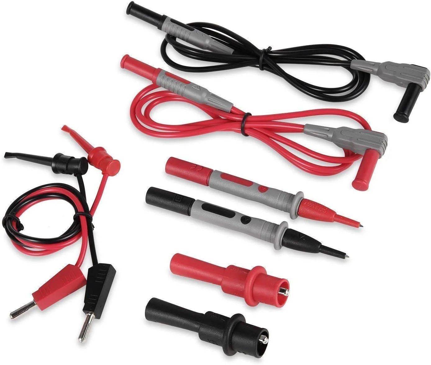 کیت سیم تست مولتی متر AstroAI با گیره های سوسماری، قلاب های مینی تست پیستونی و پراب های تست 1000 ولت 10 آمپر CAT III و CAT IV 600 ولت برای مولتی متر، ولت متر و آمپرمتر کلمپی