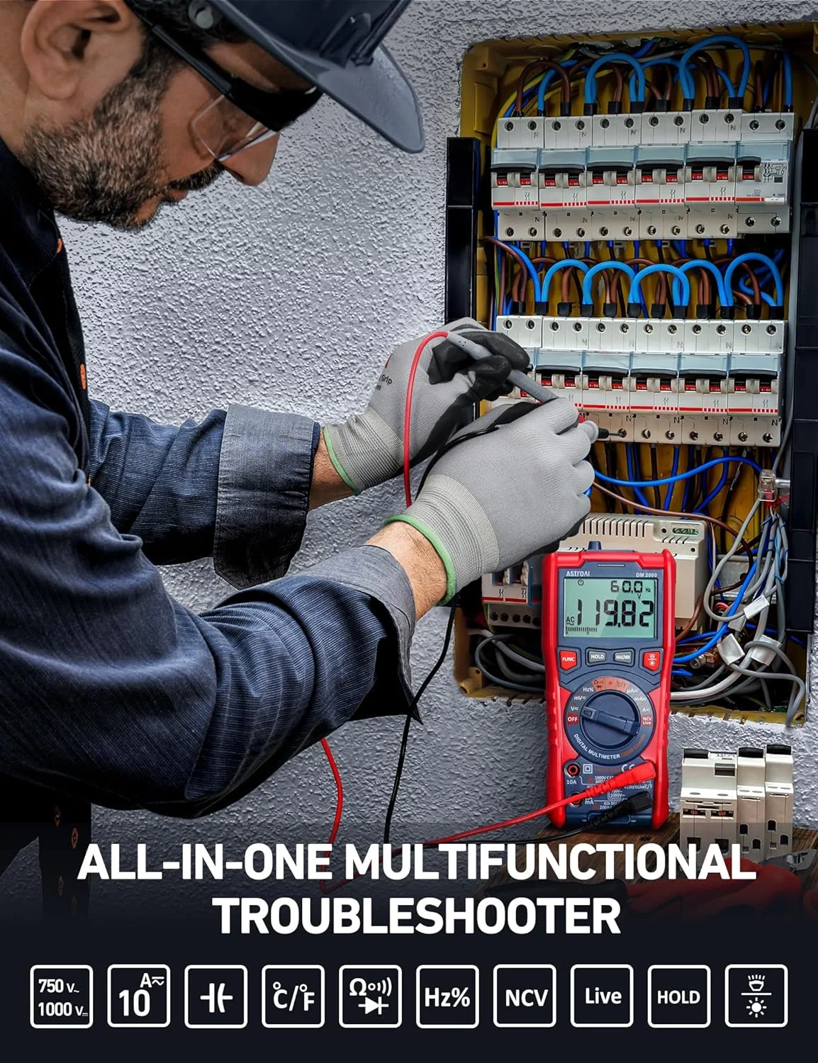 مولتی متر دیجیتال AstroAI مدل TRMS با 20000 شمارنده و رزولوشن بالا، ولت متر با محدوده خودکار; اندازه گیری دقیق ولتاژ، جریان، مقاومت، دیودها، پیوستگی، چرخه وظیفه، ظرفیت خازنی، دما مولتی متر دیجیتال AstroAI مدل TRMS با 20000 شمارنده و رزولوشن بالا، ولت متر با محدوده خودکار; اندازه گیری دقیق ولتاژ، جریان، مقاومت، دیودها، پیوستگی، چرخه وظیفه، ظرفیت خازنی، دما