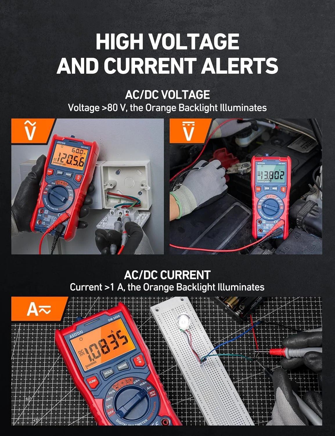 مولتی متر دیجیتال AstroAI مدل TRMS با 20000 شمارنده و رزولوشن بالا، ولت متر با محدوده خودکار; اندازه گیری دقیق ولتاژ، جریان، مقاومت، دیودها، پیوستگی، چرخه وظیفه، ظرفیت خازنی، دما مولتی متر دیجیتال AstroAI مدل TRMS با 20000 شمارنده و رزولوشن بالا، ولت متر با محدوده خودکار; اندازه گیری دقیق ولتاژ، جریان، مقاومت، دیودها، پیوستگی، چرخه وظیفه، ظرفیت خازنی، دما