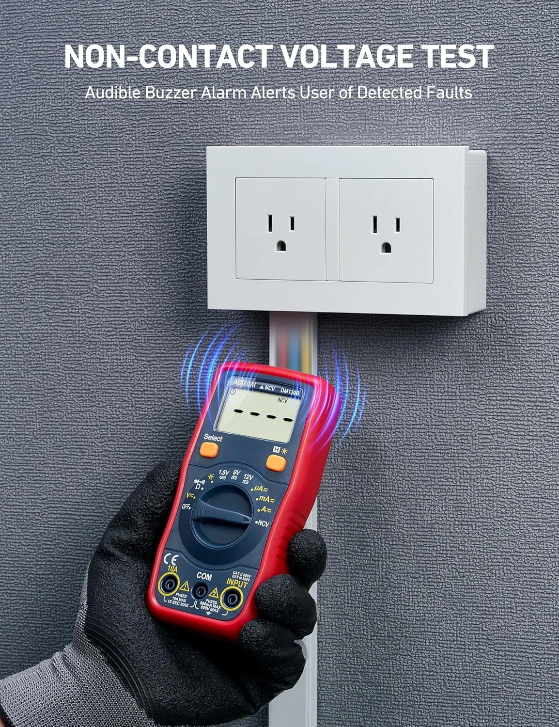 مولتی متر دیجیتال AstroAI، ولت متر تستر ولتاژ باتری 1.5v/9v/12v با قابلیت محدوده خودکار/اهم متر/DMM با عملکرد ولتاژ غیر تماسی، اندازه گیری دقیق ولتاژ جریان آمپر مقاومت خازن