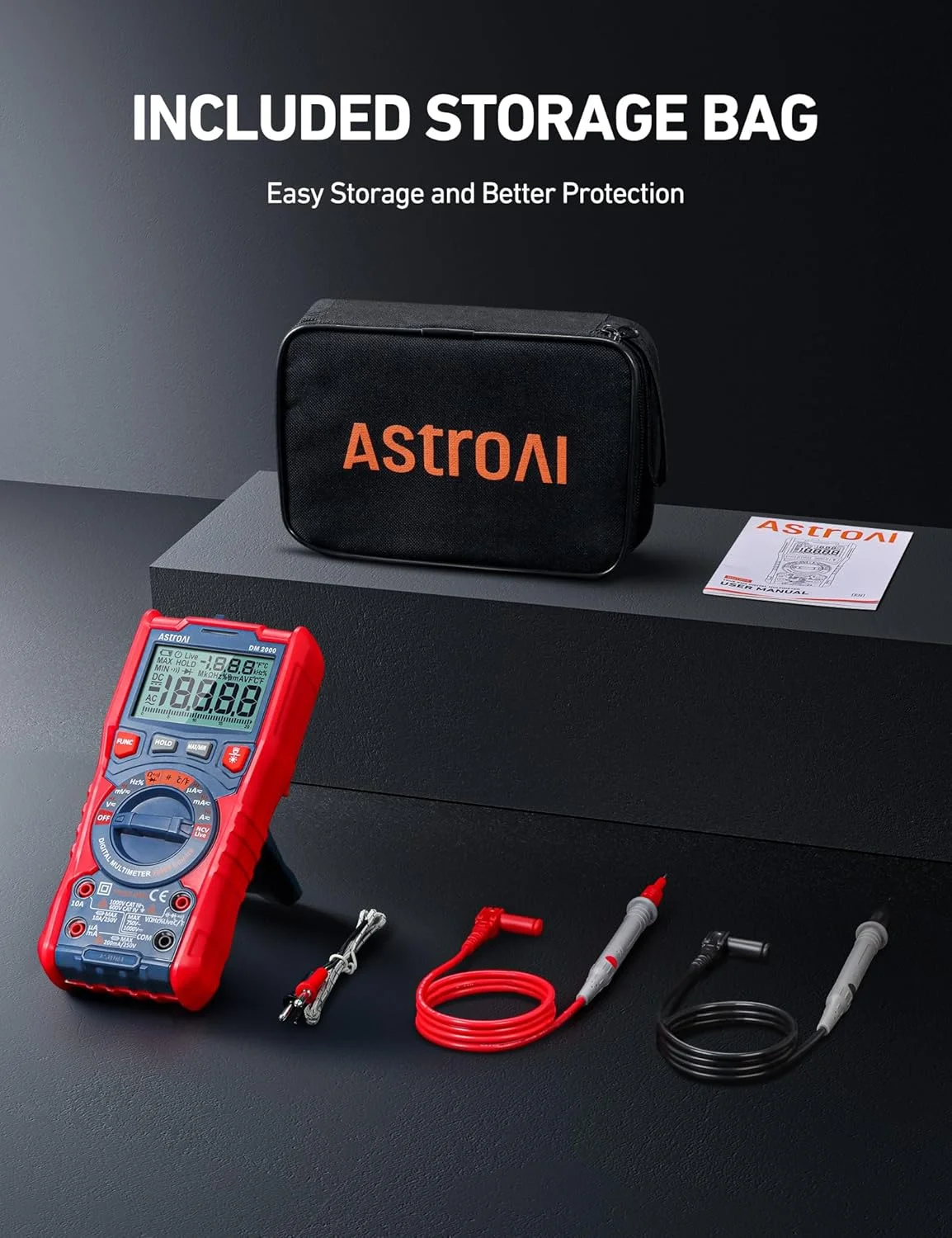 مولتی متر دیجیتال AstroAI مدل TRMS با 20000 شمارنده و رزولوشن بالا، ولت متر با محدوده خودکار; اندازه گیری دقیق ولتاژ، جریان، مقاومت، دیودها، پیوستگی، چرخه وظیفه، ظرفیت خازنی، دما مولتی متر دیجیتال AstroAI مدل TRMS با 20000 شمارنده و رزولوشن بالا، ولت متر با محدوده خودکار; اندازه گیری دقیق ولتاژ، جریان، مقاومت، دیودها، پیوستگی، چرخه وظیفه، ظرفیت خازنی، دما