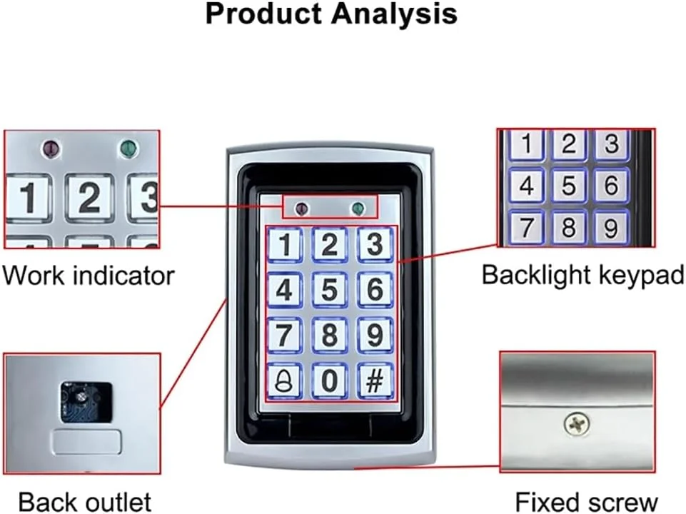 دستگاه سیستم کنترل دسترسی درب روبیک، دستگاه امنیتی کارت RFID 125Khz و کد پین