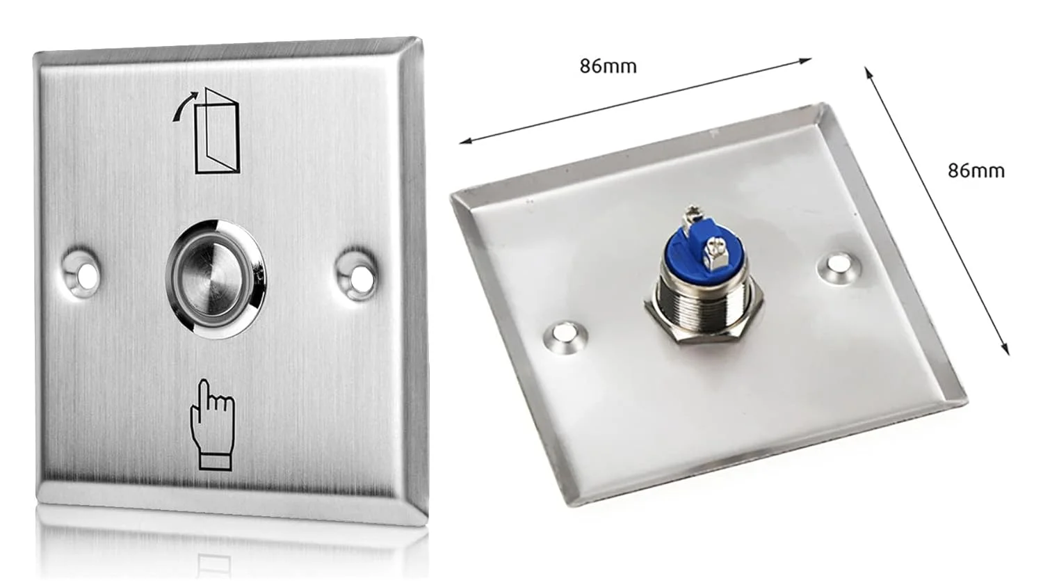 دکمه فشاری خروج درب روبیک، پنل استیل ضد زنگ، ورودی DC12V، خروجی NO/COM برای رهاسازی درب کنترل دسترسی و قفل های الکترونیکی - نقره ای