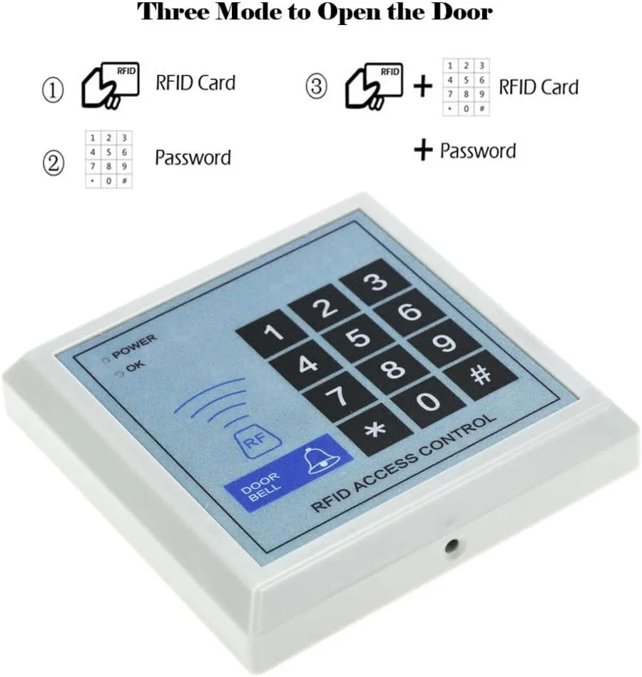 دستگاه سیستم کنترل دسترسی RFID روبیک ID-125KHz با کارت و کد پین، قفل درب ورودی مجاورتی امنیتی دستگاه