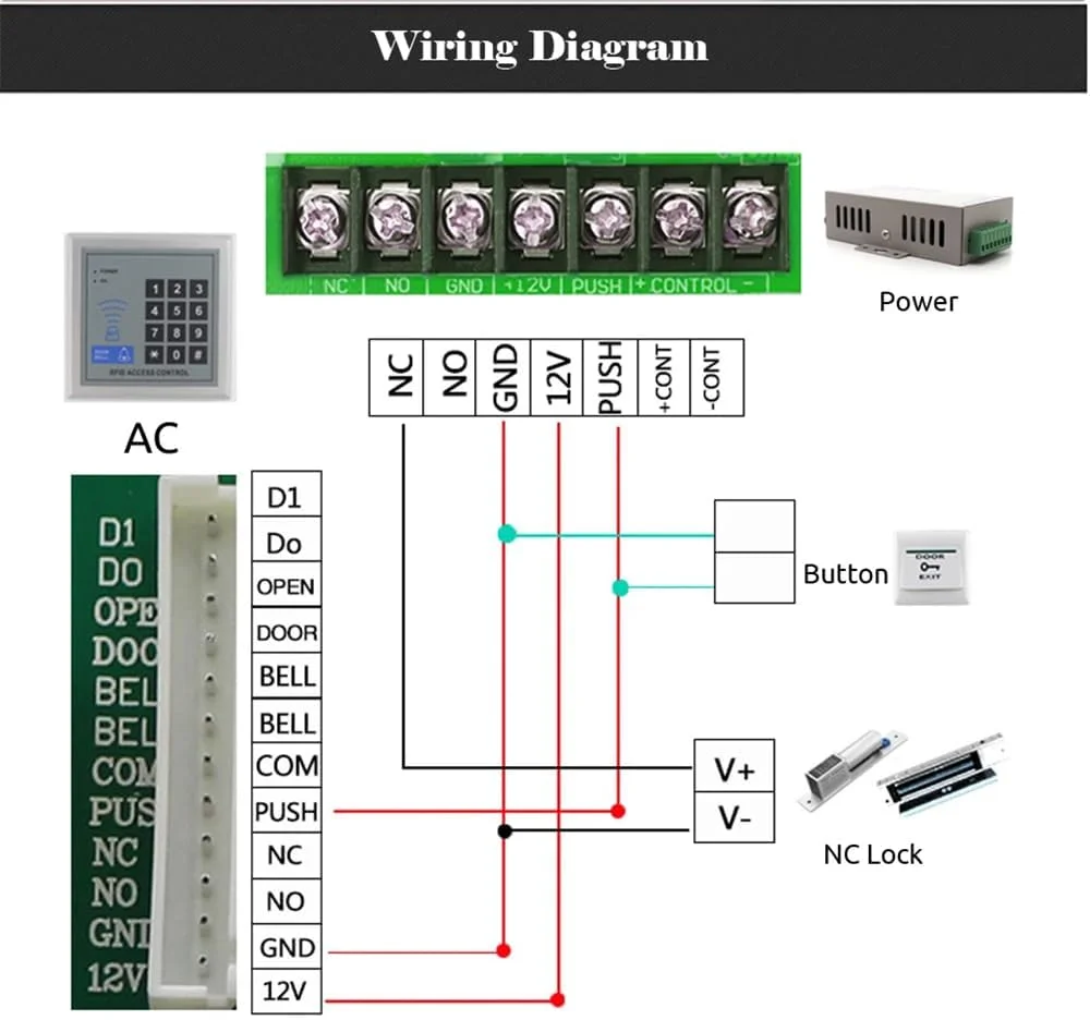 دستگاه سیستم کنترل دسترسی RFID روبیک ID-125KHz با کارت و کد پین، قفل درب ورودی مجاورتی امنیتی دستگاه