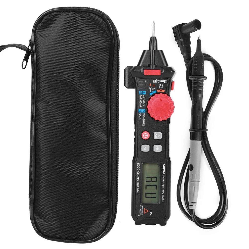 مولتی متر دیجیتال قلمی، آمپرمتر تستر الکتریکی قابل حمل با NCV، قلم تستر الکتریکی تشخیص خودکار با نور پس زمینه و چراغ قوه، TA802B