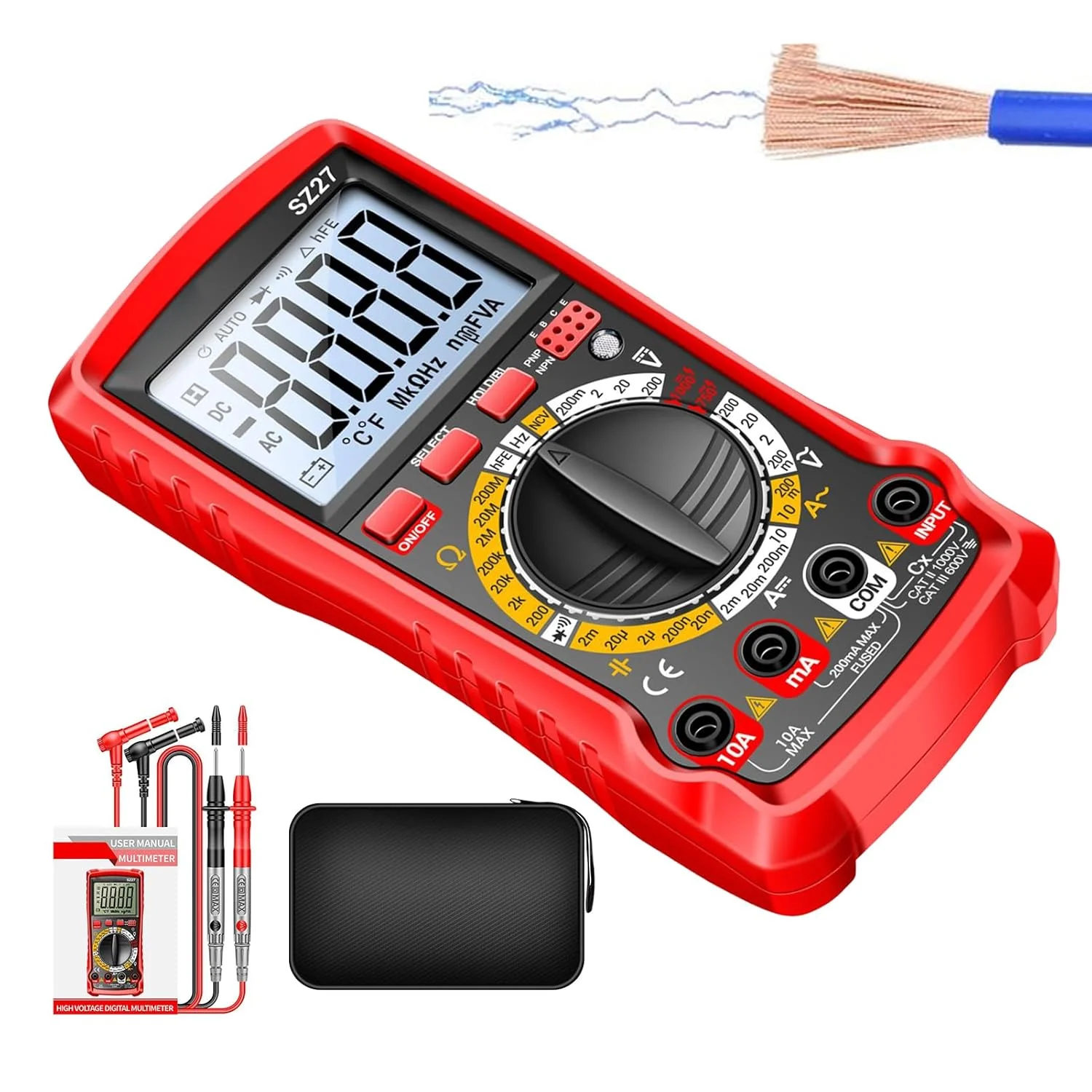 مولتی متر دیجیتال، کیت ردیاب - ولت متر AC DC، برای کاربردهای الکتریکی خودرو، کارگاهی، خانگی، صنعتی و گاراژی
