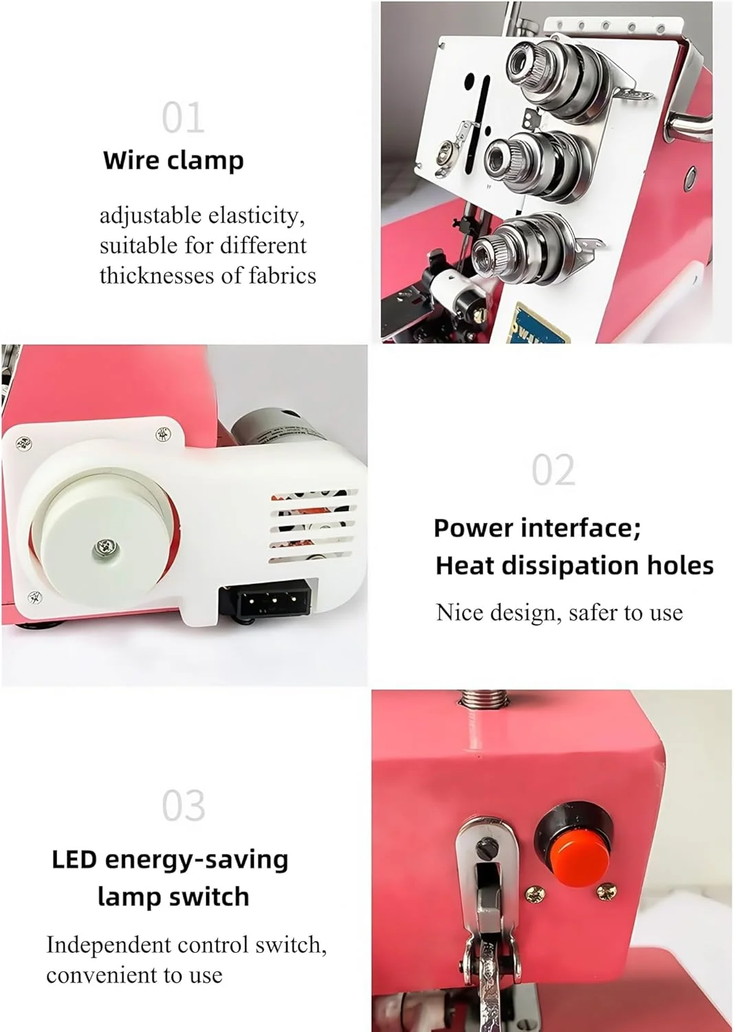 چرخ خیاطی سردوز برقی، چرخ خیاطی سنگین 1200 دور در دقیقه با چراغ LED، دستگاه سردوز و دوخت برای بزرگسالان، حداکثر ضخامت درز 3.5 میلی متر، عرض سردوز 4 میلی متر / 5 میلی متر چرخ خیاطی سردوز برقی، چرخ خیاطی سنگین 1200 دور در دقیقه با چراغ LED، دستگاه سردوز و دوخت برای بزرگسالان، حداکثر ضخامت درز 3.5 میلی متر، عرض سردوز 4 میلی متر / 5 میلی متر