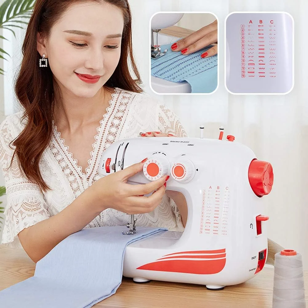 چرخ خیاطی برقی خانگی اورلاک با 42 طرح دوخت داخلی، ست کاردستی و DIY برای مبتدیان