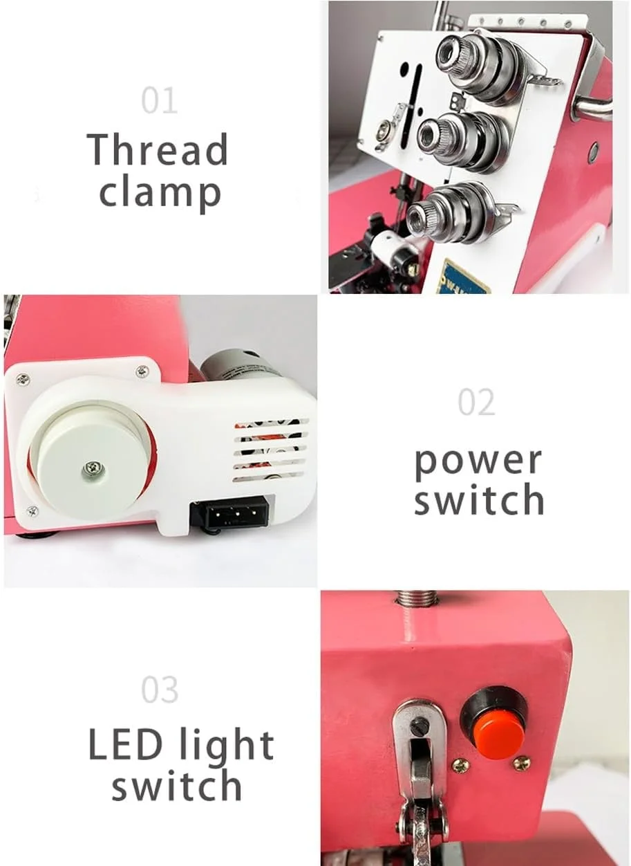 چرخ خیاطی سردوز برقی، چرخ خیاطی سنگین 1200 دور در دقیقه با چراغ LED، دستگاه سردوز و دوخت برای بزرگسالان، حداکثر ضخامت درز 3.5 میلی متر، عرض سردوز 4 میلی متر / 5 میلی متر چرخ خیاطی سردوز برقی، چرخ خیاطی سنگین 1200 دور در دقیقه با چراغ LED، دستگاه سردوز و دوخت برای بزرگسالان، حداکثر ضخامت درز 3.5 میلی متر، عرض سردوز 4 میلی متر / 5 میلی متر