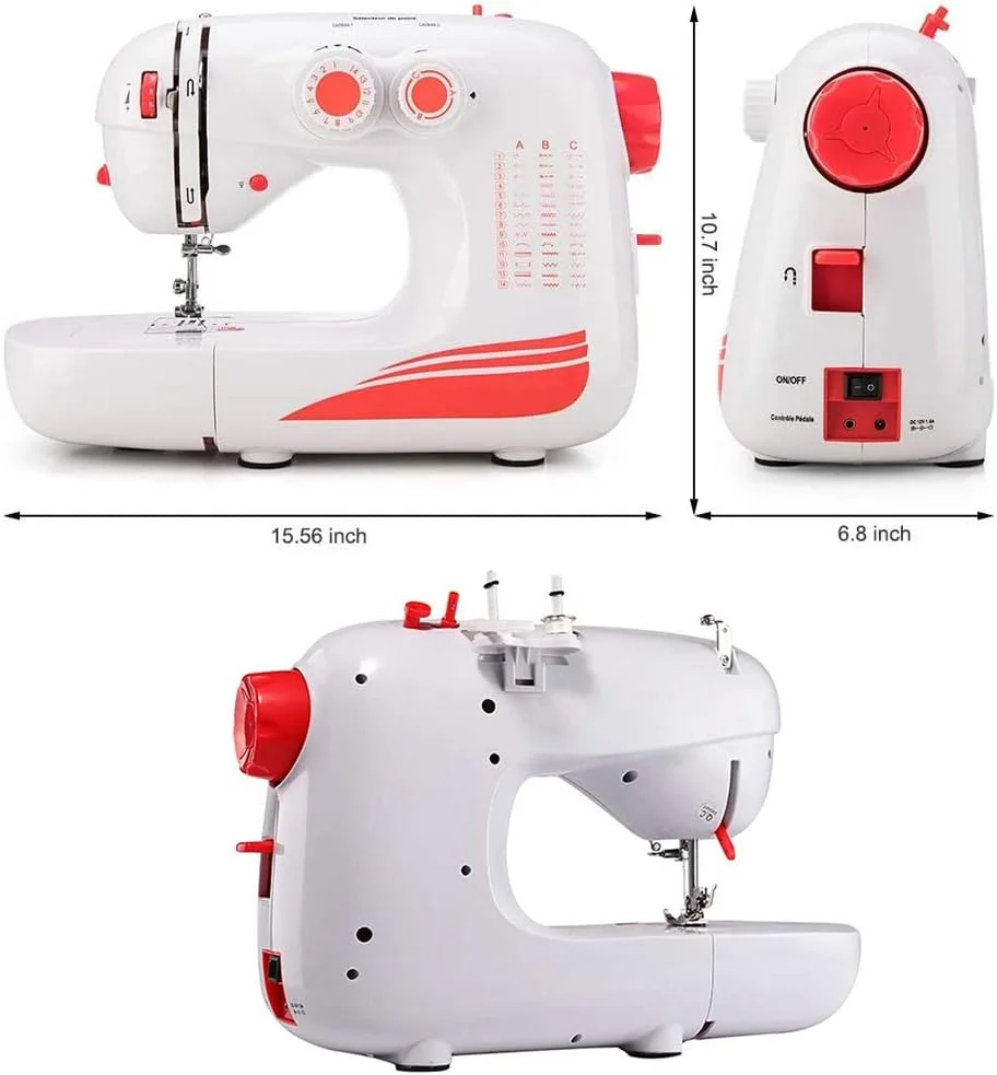 چرخ خیاطی برقی خانگی اورلاک با 42 طرح دوخت داخلی، ست کاردستی و DIY برای مبتدیان