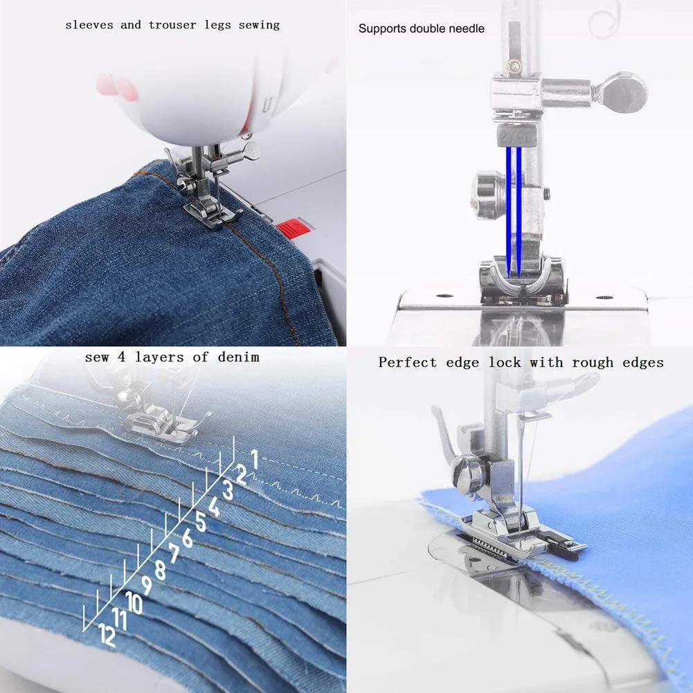 چرخ خیاطی برقی خانگی اورلاک با 42 طرح دوخت داخلی، ست کاردستی و DIY برای مبتدیان